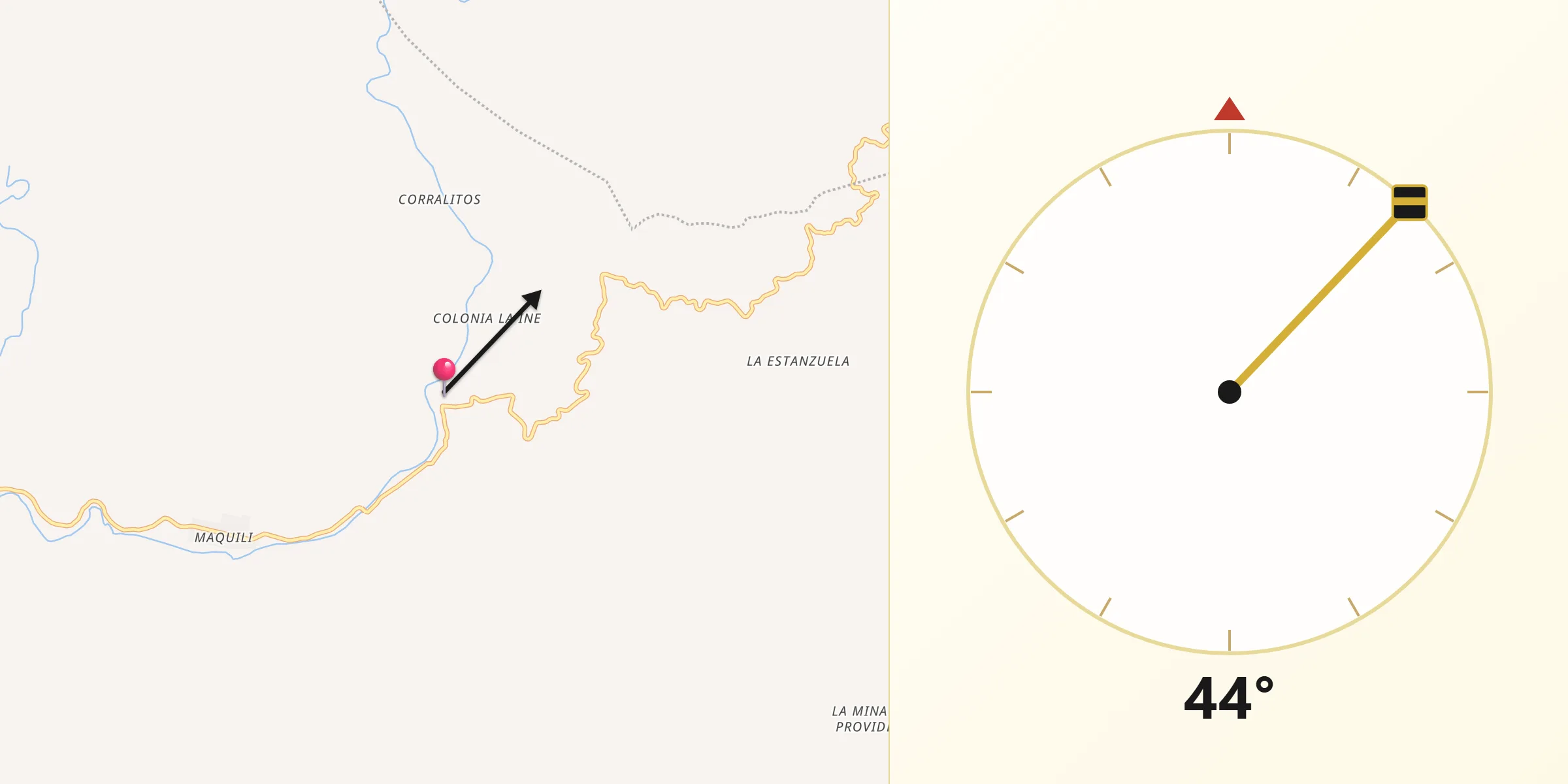 Dirección de la Qibla desde Aquila