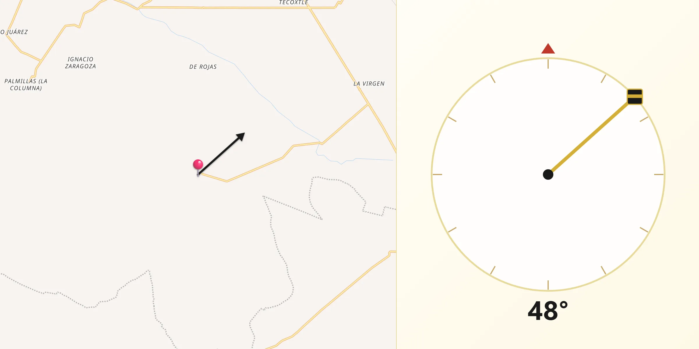 Dirección de la Qibla desde Santa María la Alta