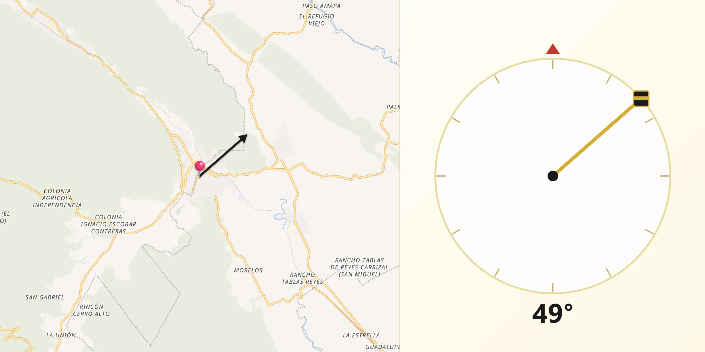 Dirección de la Qibla desde Cosolapa
