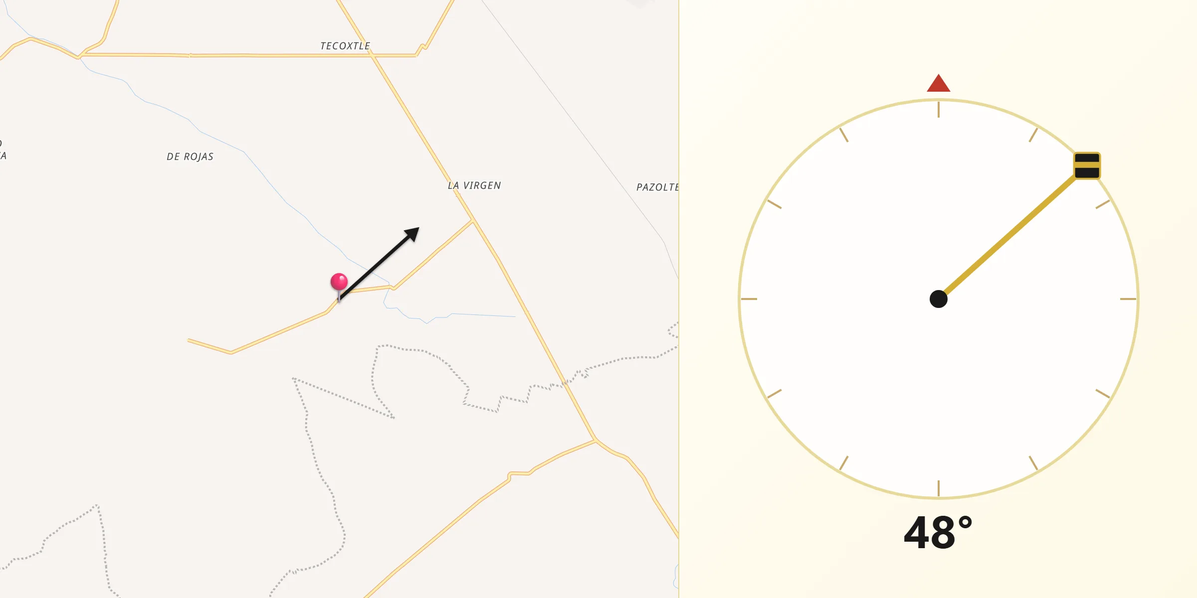 Dirección de la Qibla desde Pericotepec