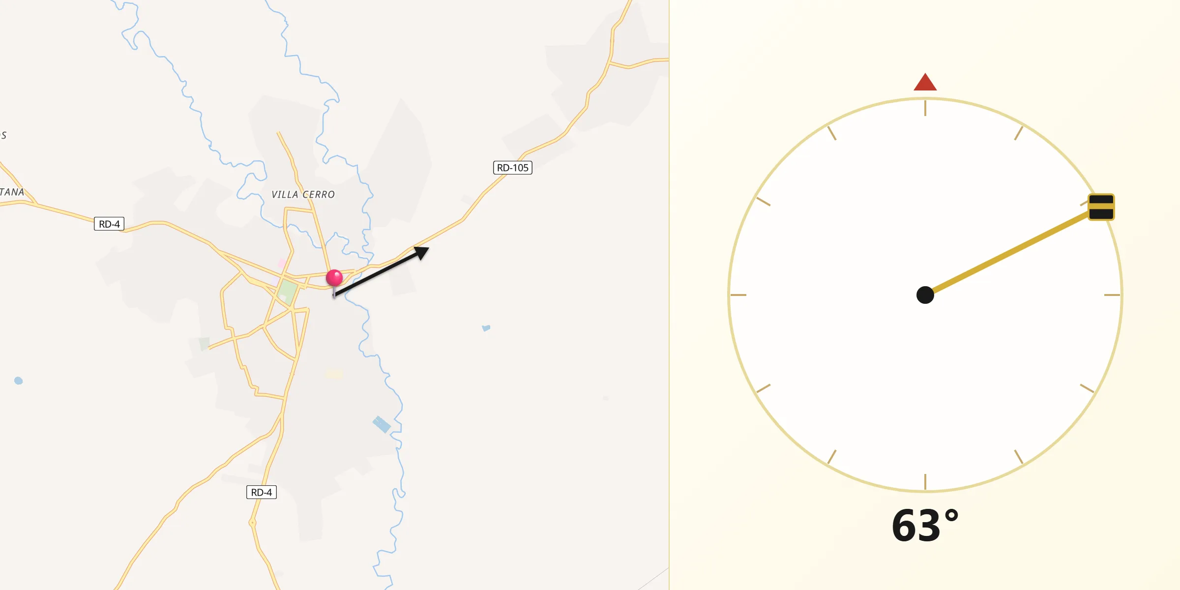 Dirección de la Qibla desde Higüey