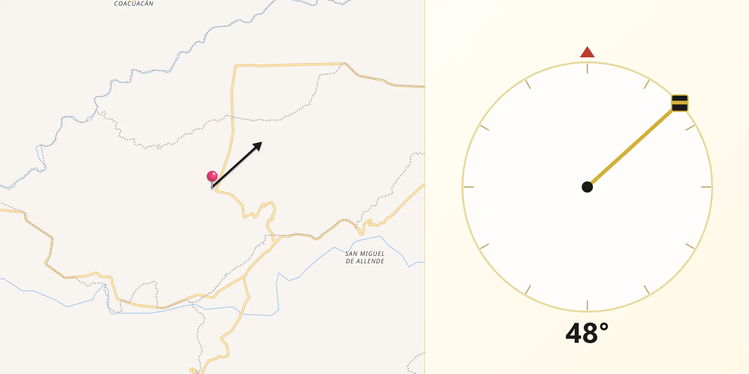 Dirección de la Qibla desde Santa Catarina Tlaltempan