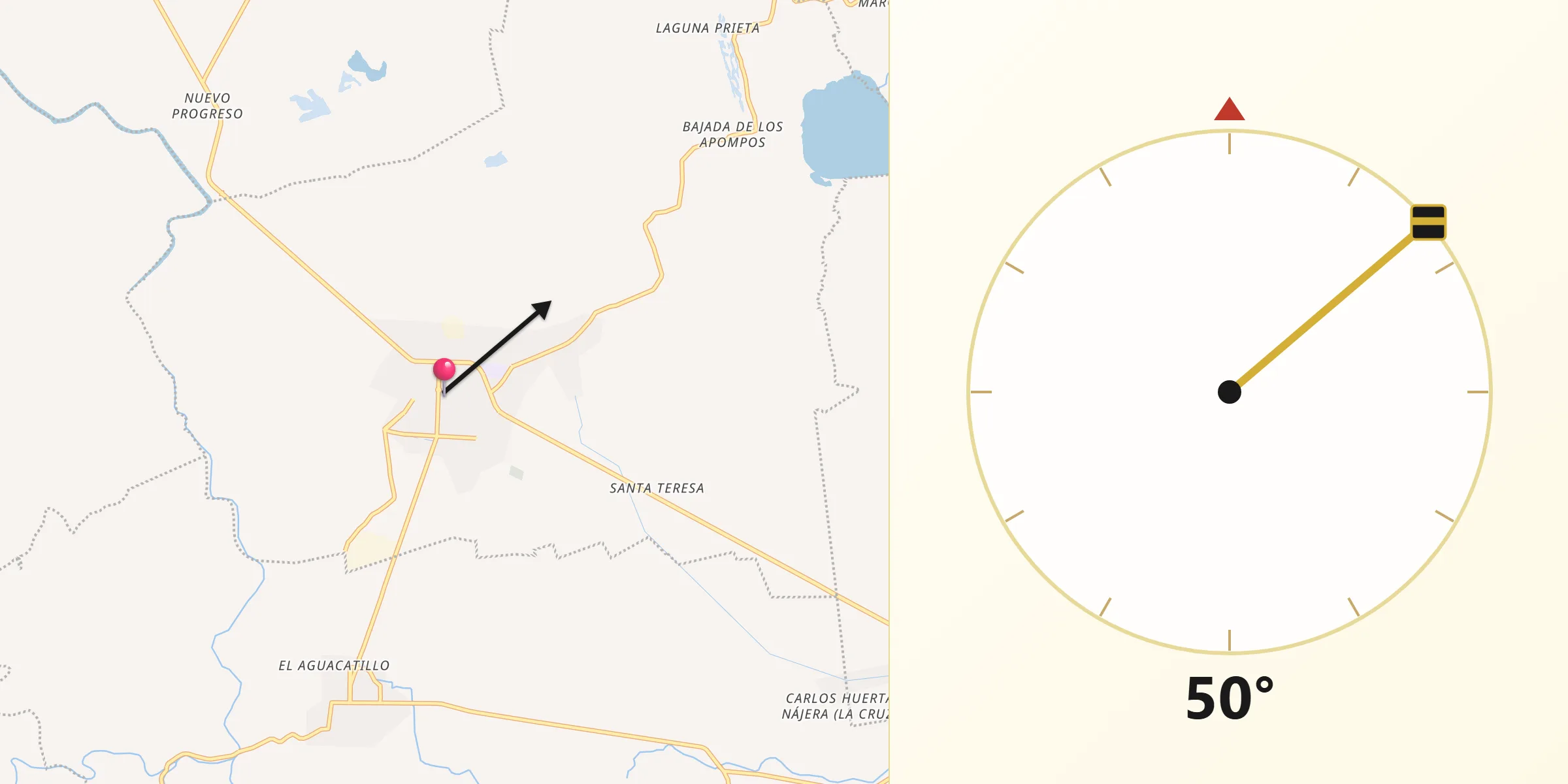 Dirección de la Qibla desde Lerdo de Tejada