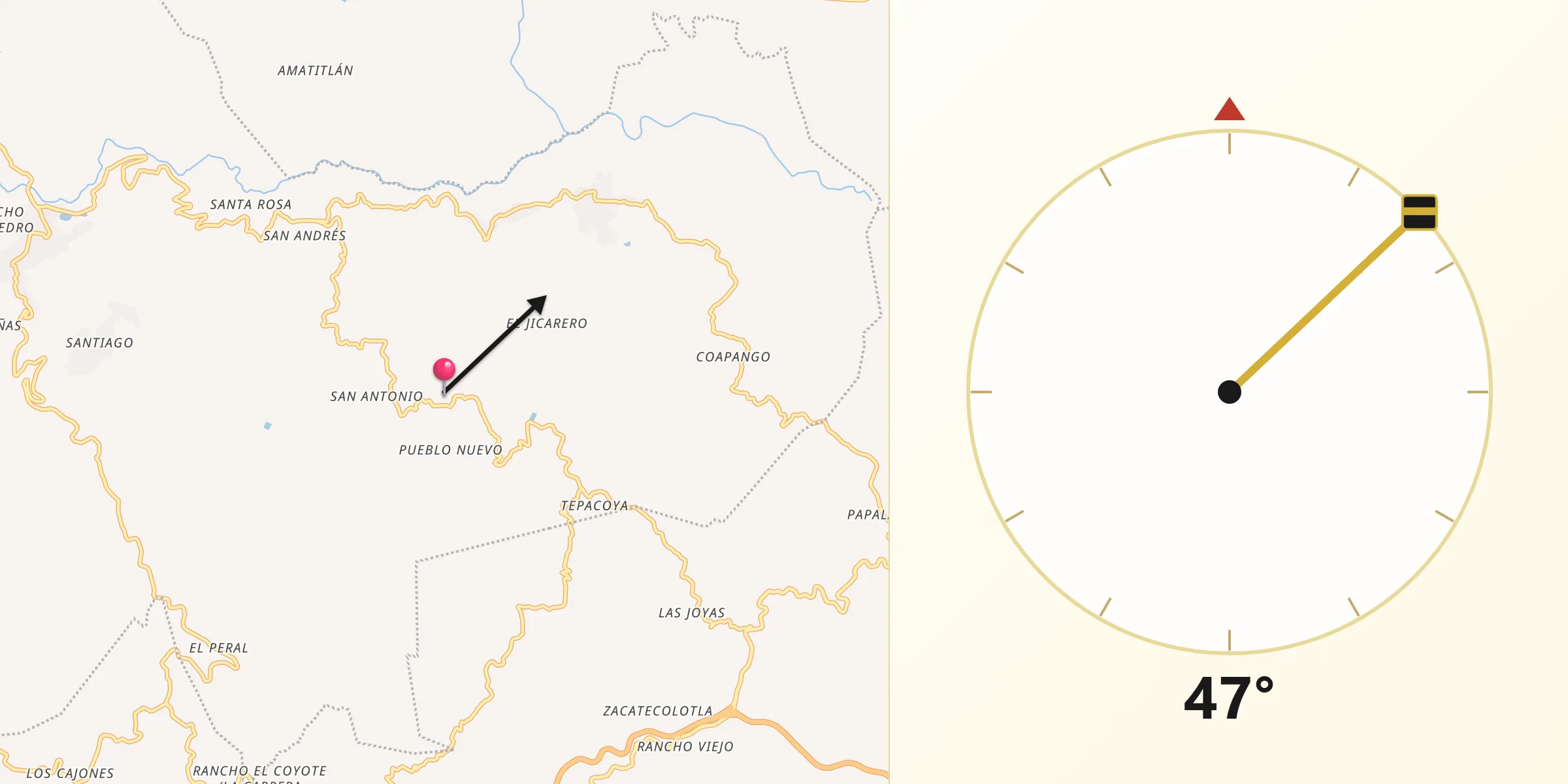 Dirección de la Qibla desde San Gregorio