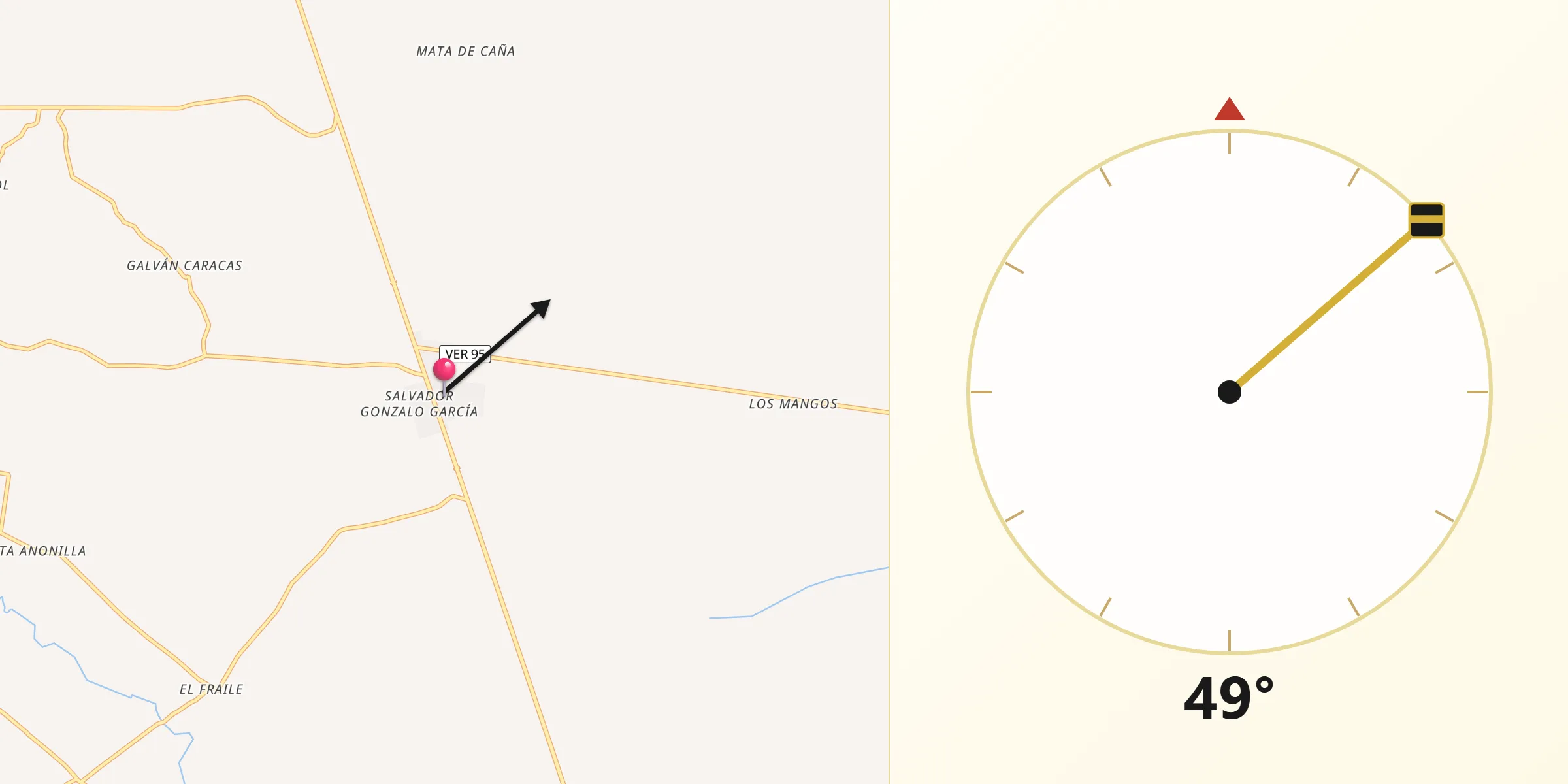 Dirección de la Qibla desde Rodríguez Tejeda