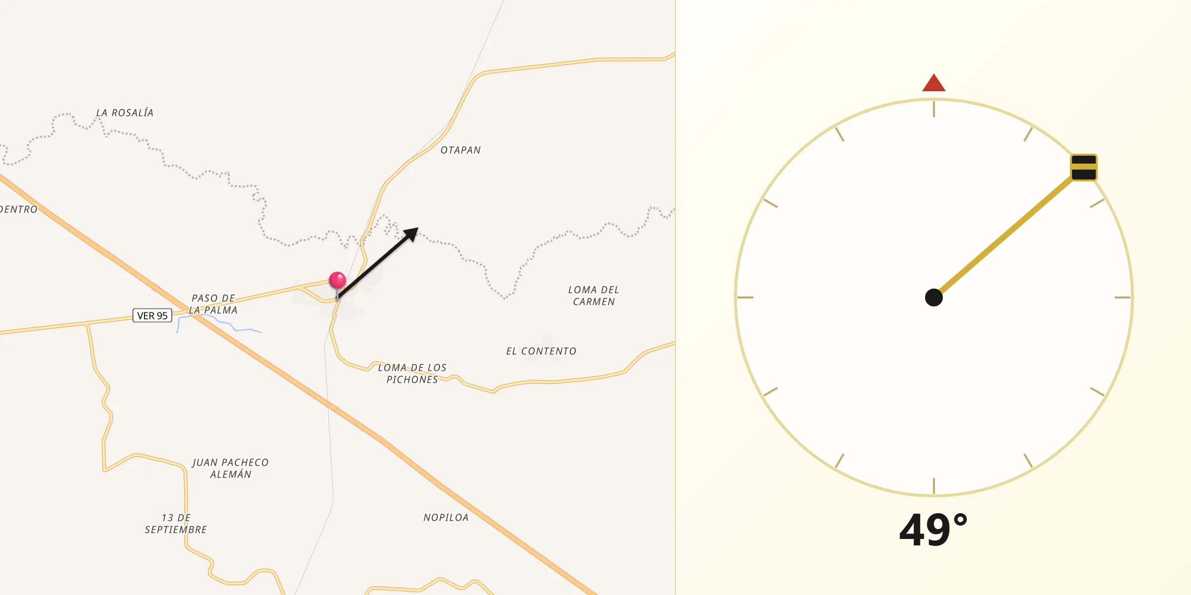 Dirección de la Qibla desde Joachín