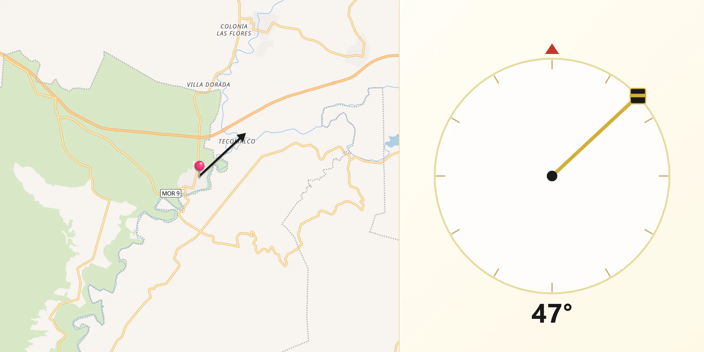Dirección de la Qibla desde San Rafael Zaragoza