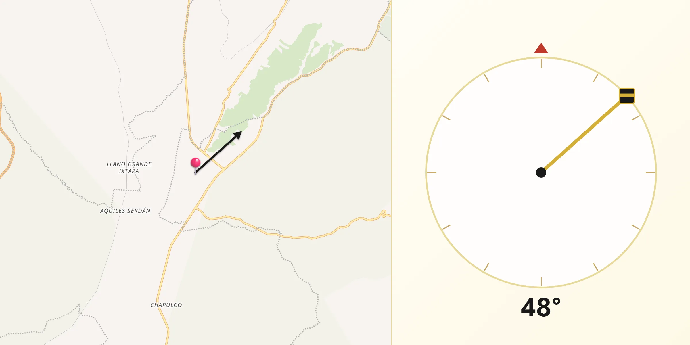 Dirección de la Qibla desde Azumbilla