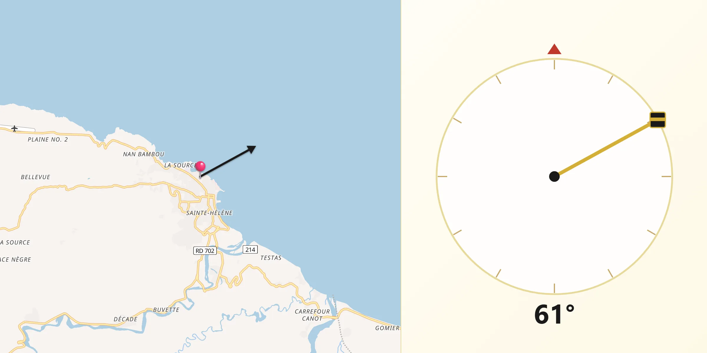 Direction vers la Qibla depuis Jérémie