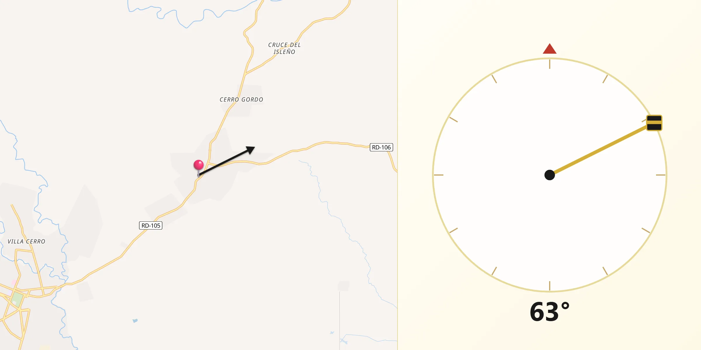 Dirección de la Qibla desde Otra Banda