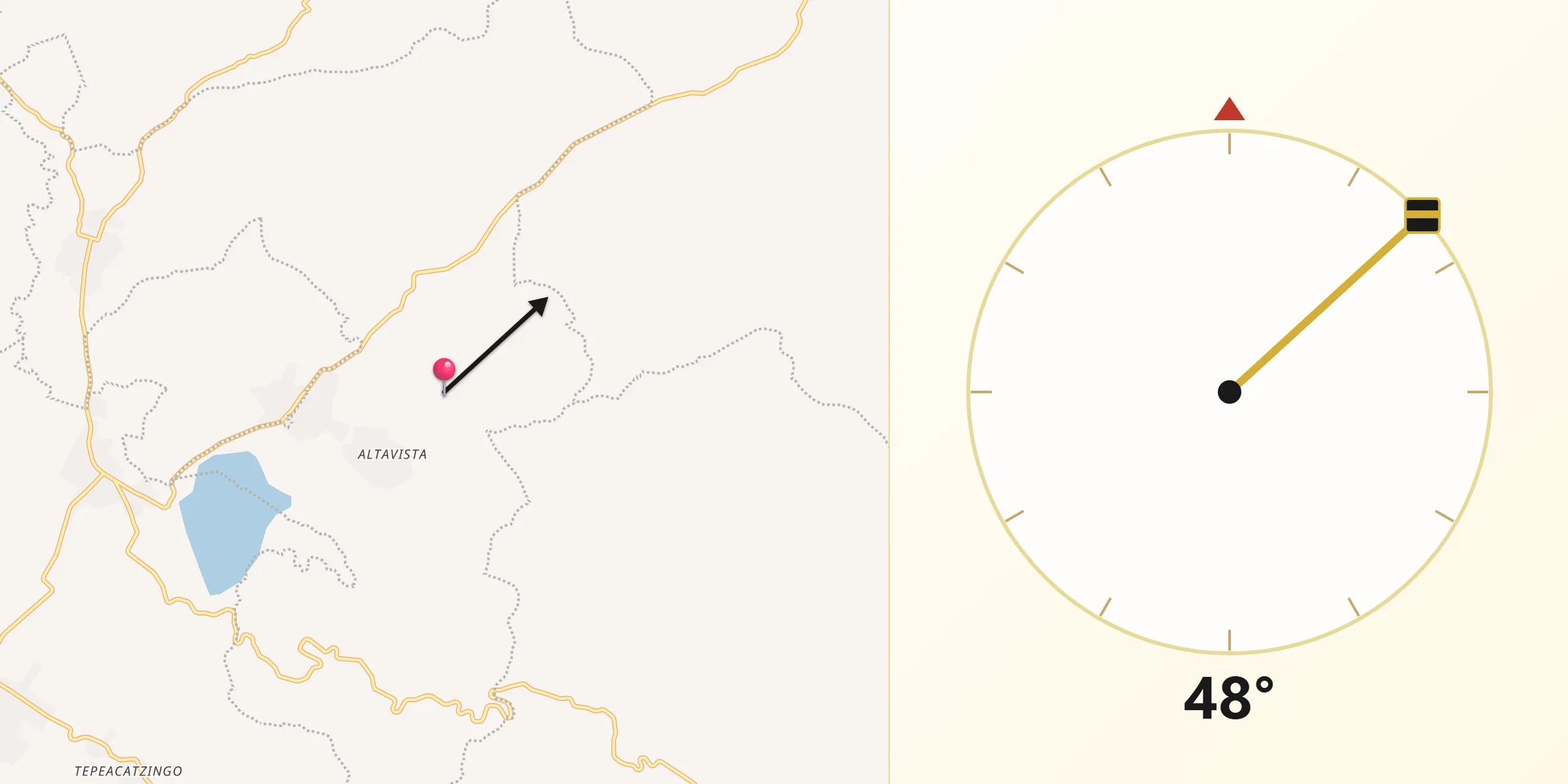 Dirección de la Qibla desde Xochiltepec