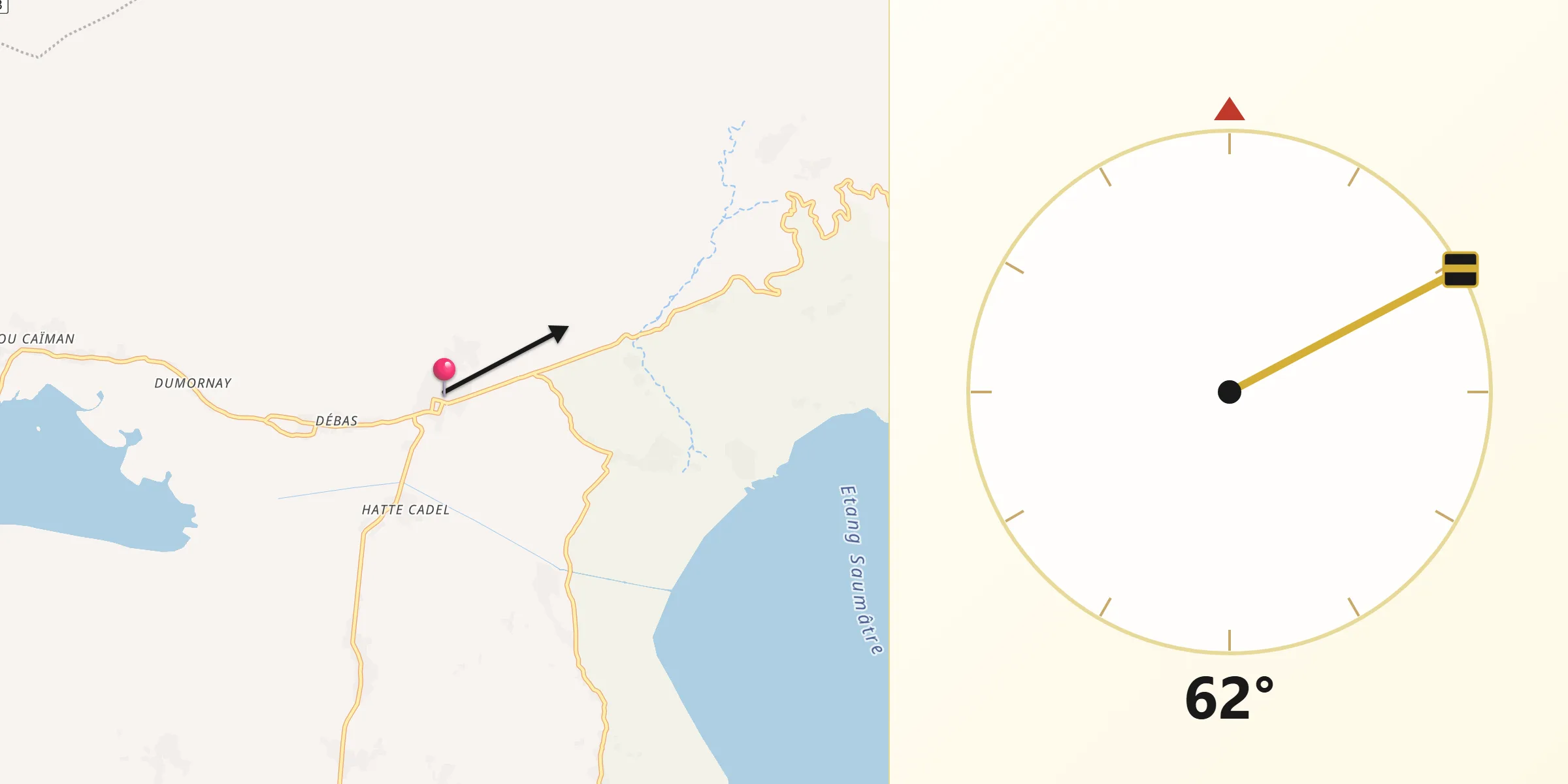 Direction vers la Qibla depuis Thomazeau