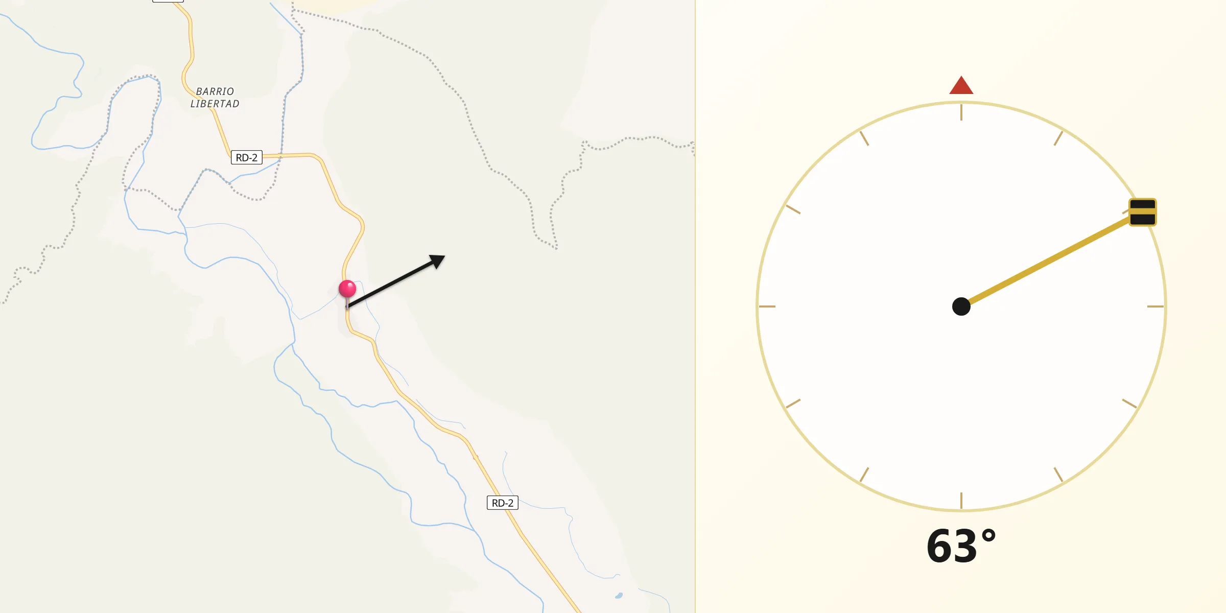 Dirección de la Qibla desde Villarpando