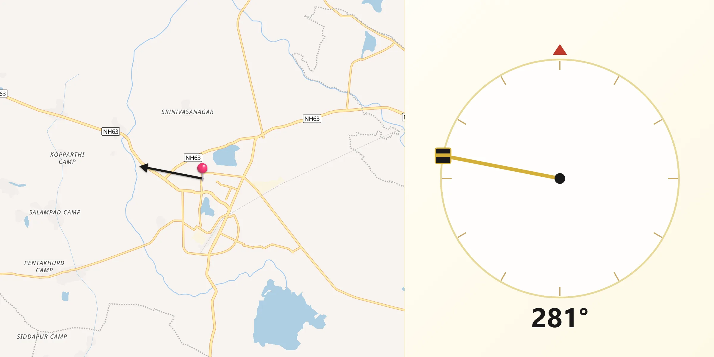 Qibla Direction from Bodhan