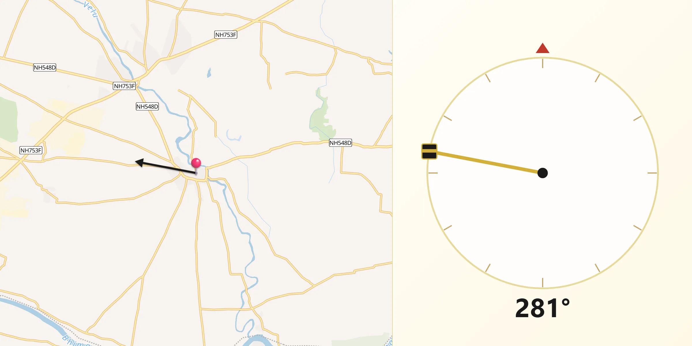 Talegaon Dhamdhere থেকে কিবলার দিক