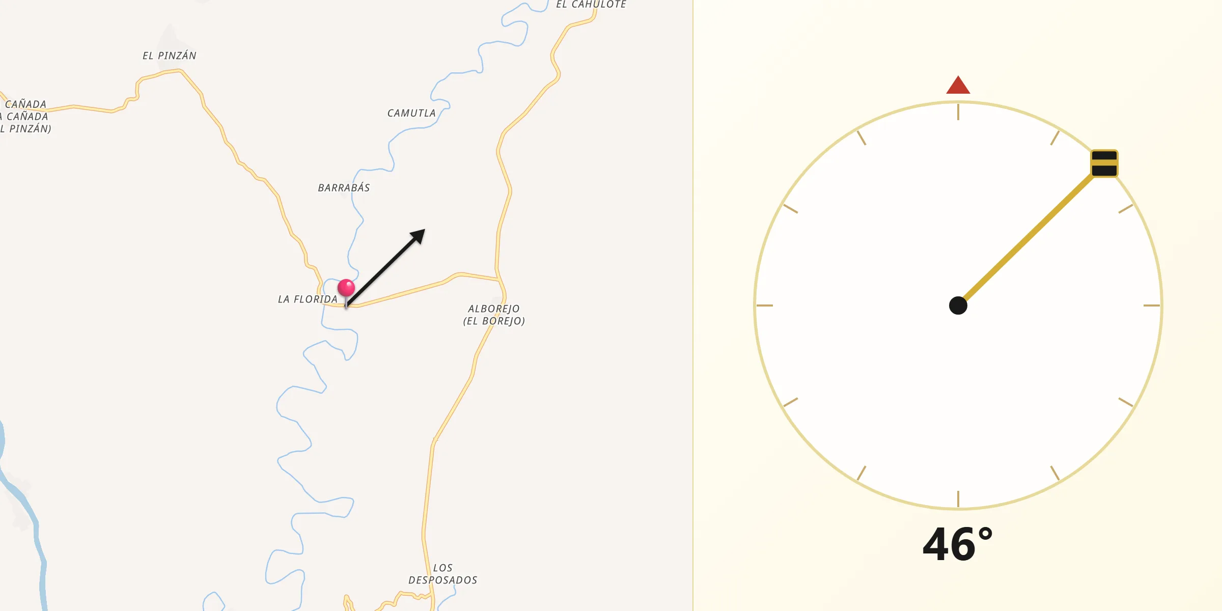 Dirección de la Qibla desde Zacapuato
