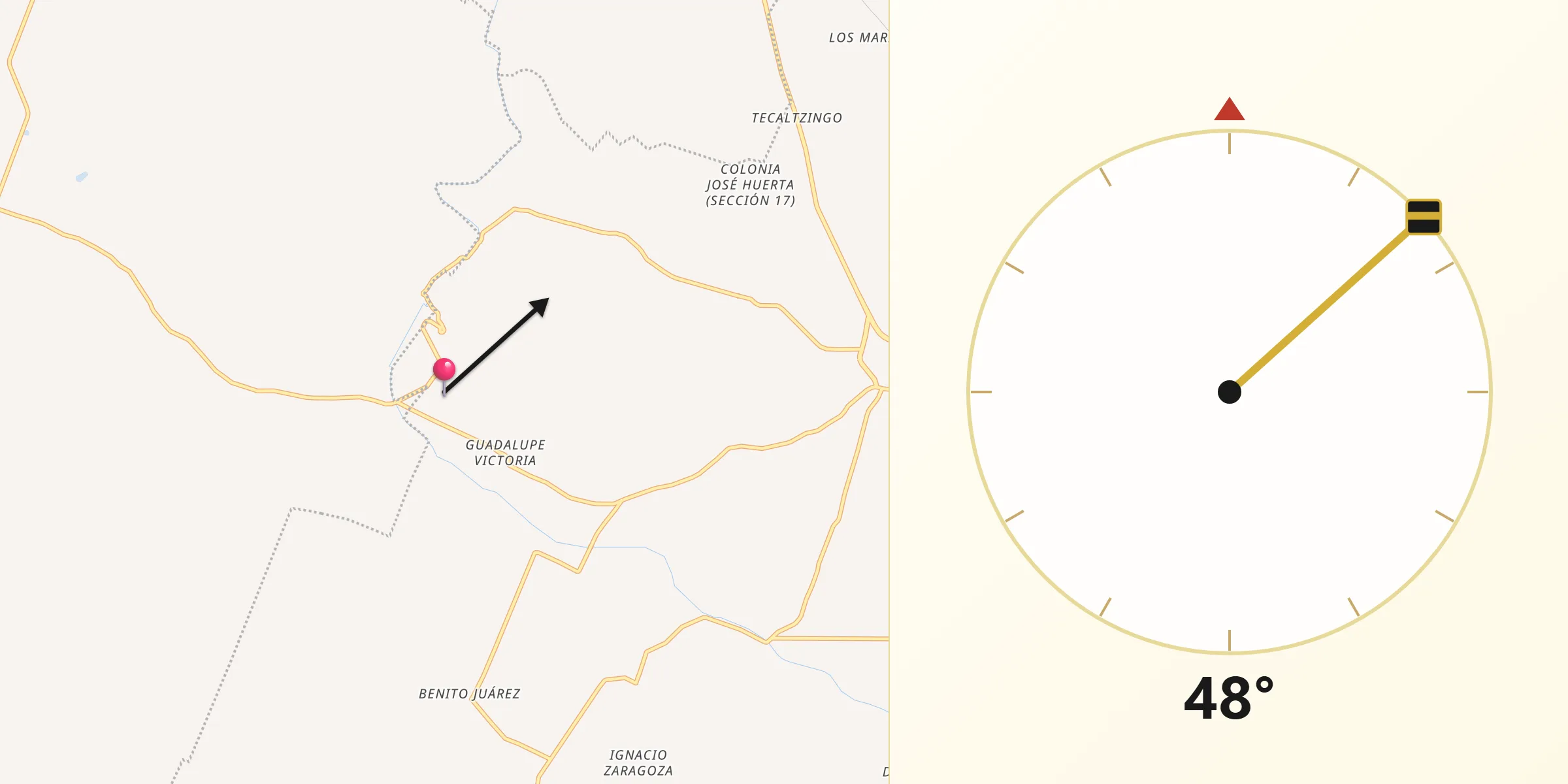 Dirección de la Qibla desde San Lucas el Viejo