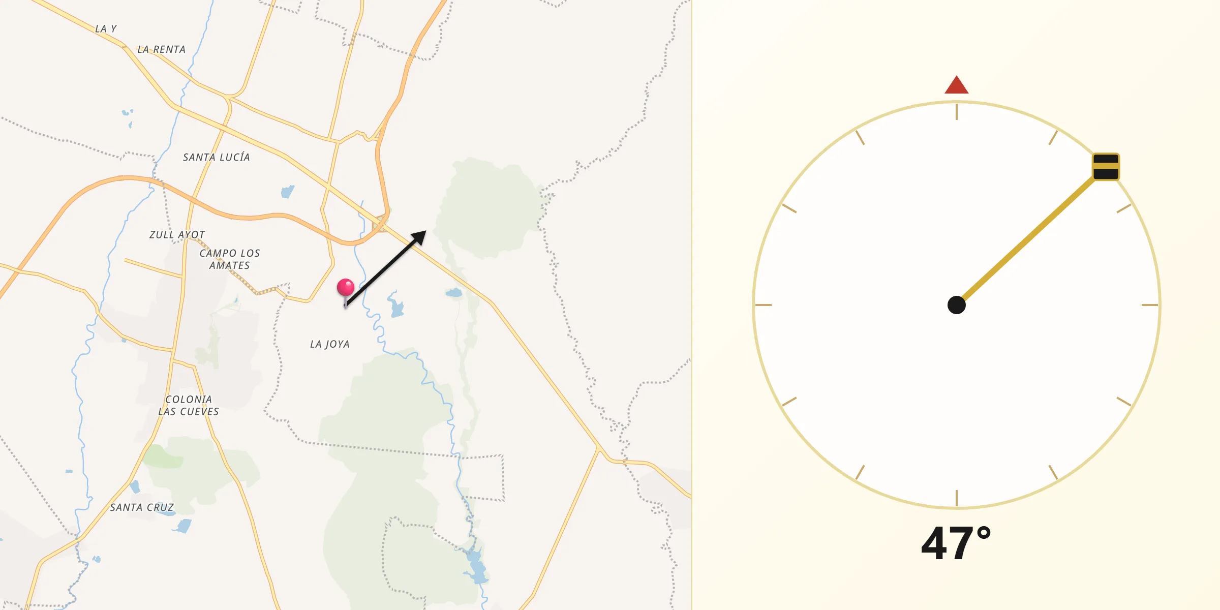 Dirección de la Qibla desde Chalcatzingo