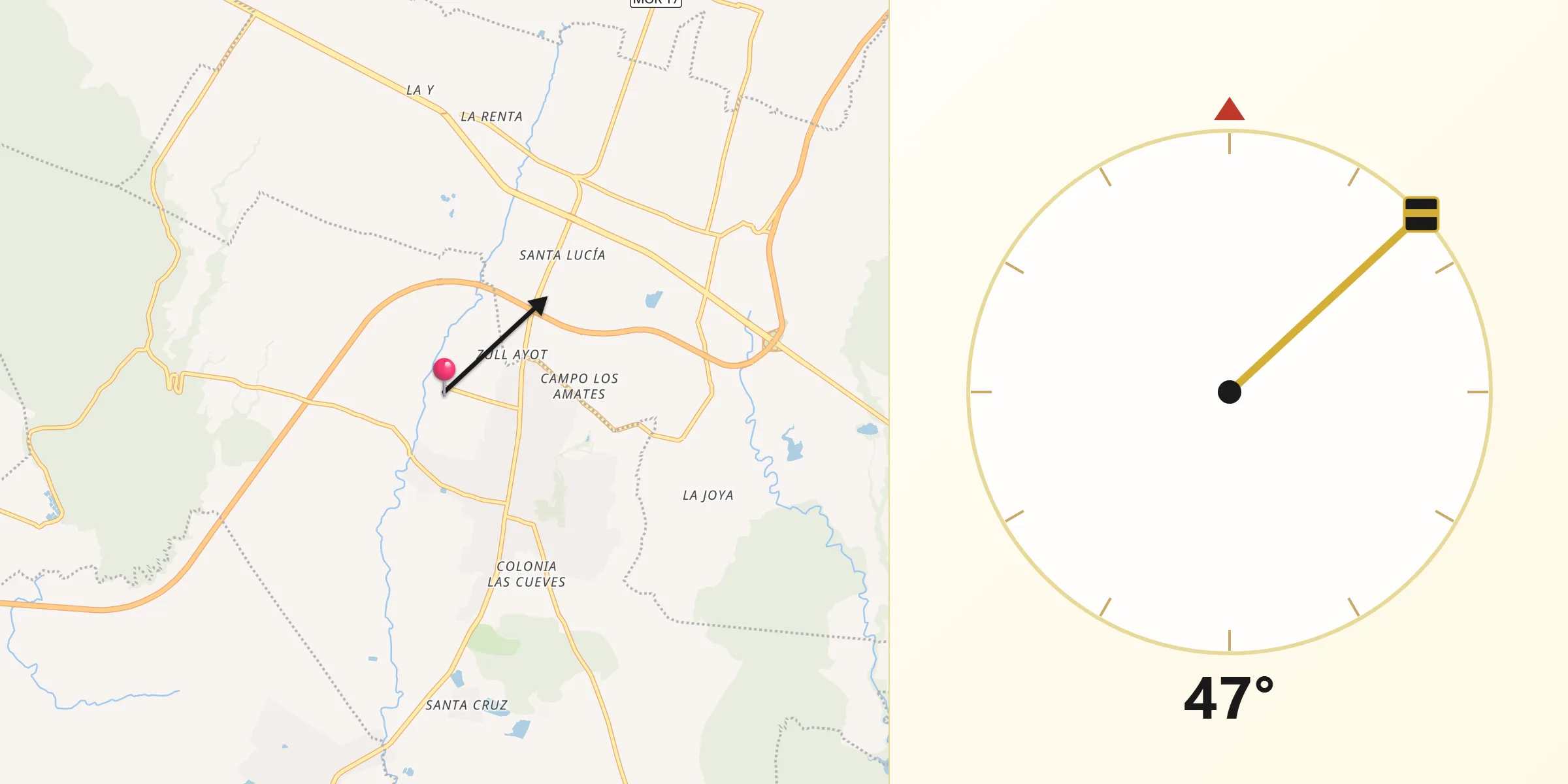 Dirección de la Qibla desde Amacuitlapilco