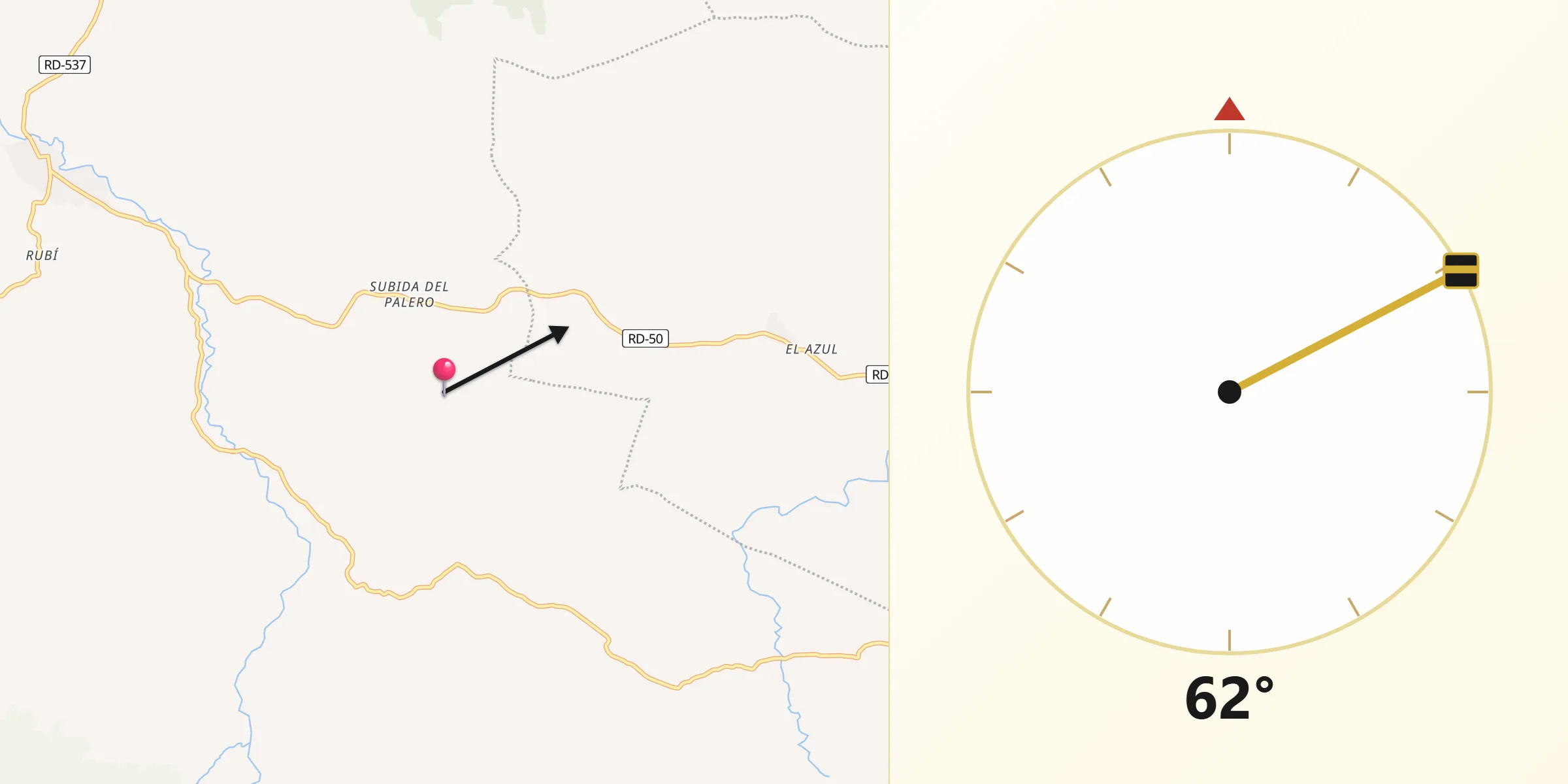 Dirección de la Qibla desde El Cercado