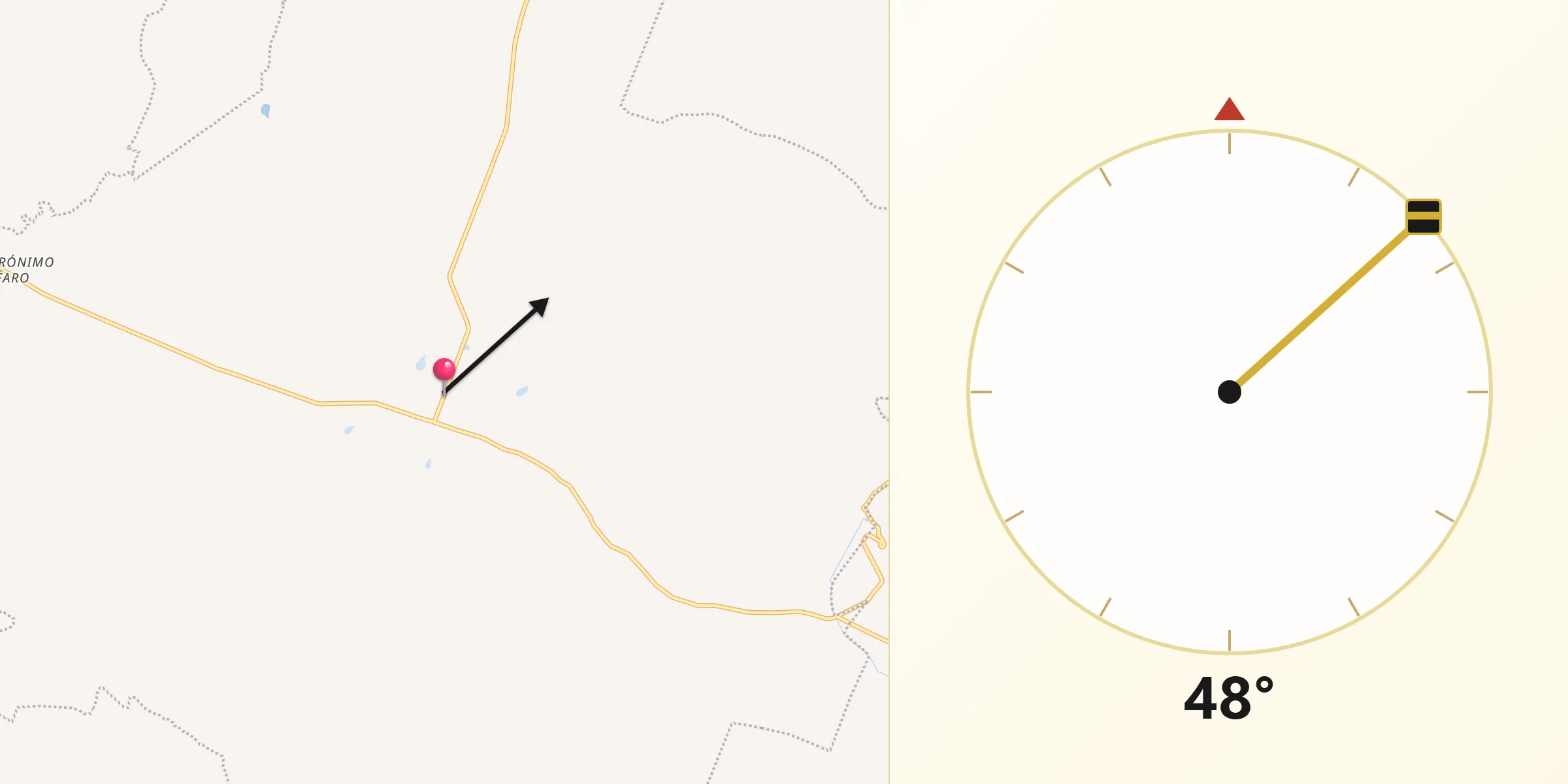 Dirección de la Qibla desde Xochitlan Todos Santos