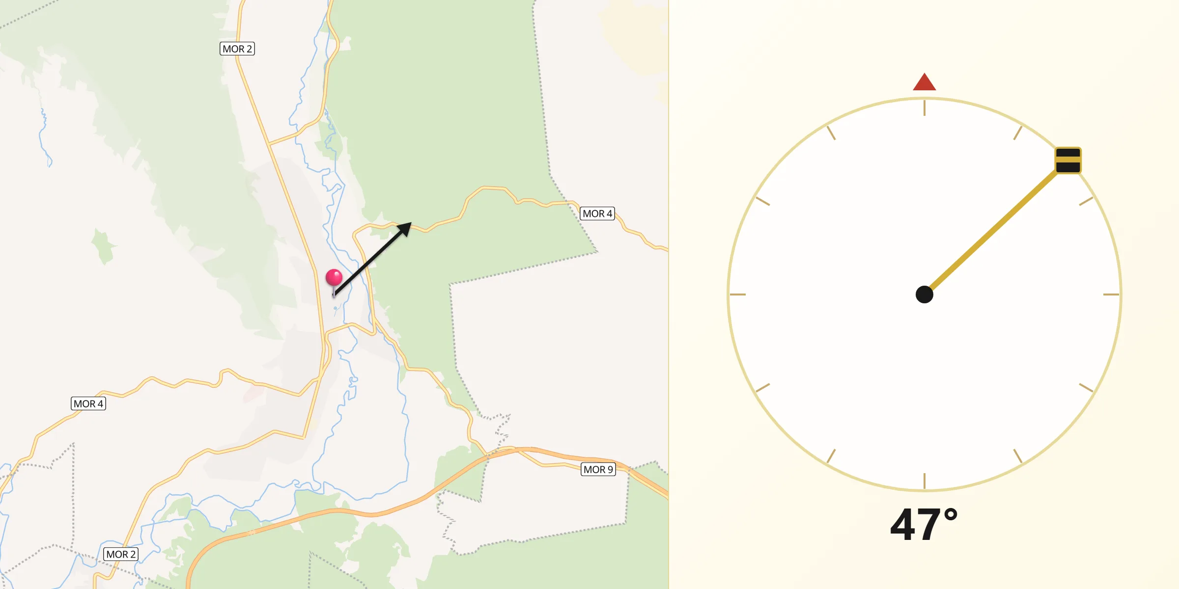 Dirección de la Qibla desde Colonia Palo Prieto (Chipitongo)