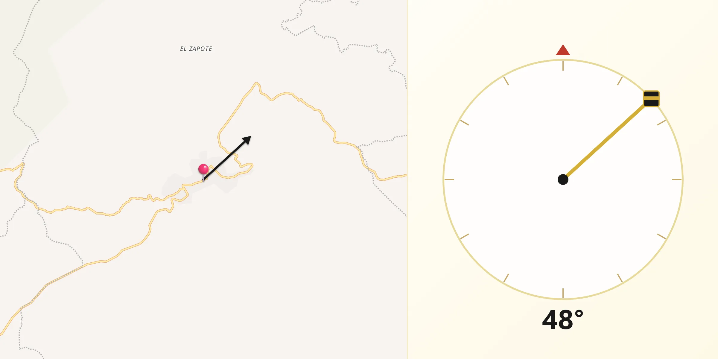 Dirección de la Qibla desde Teopantlán