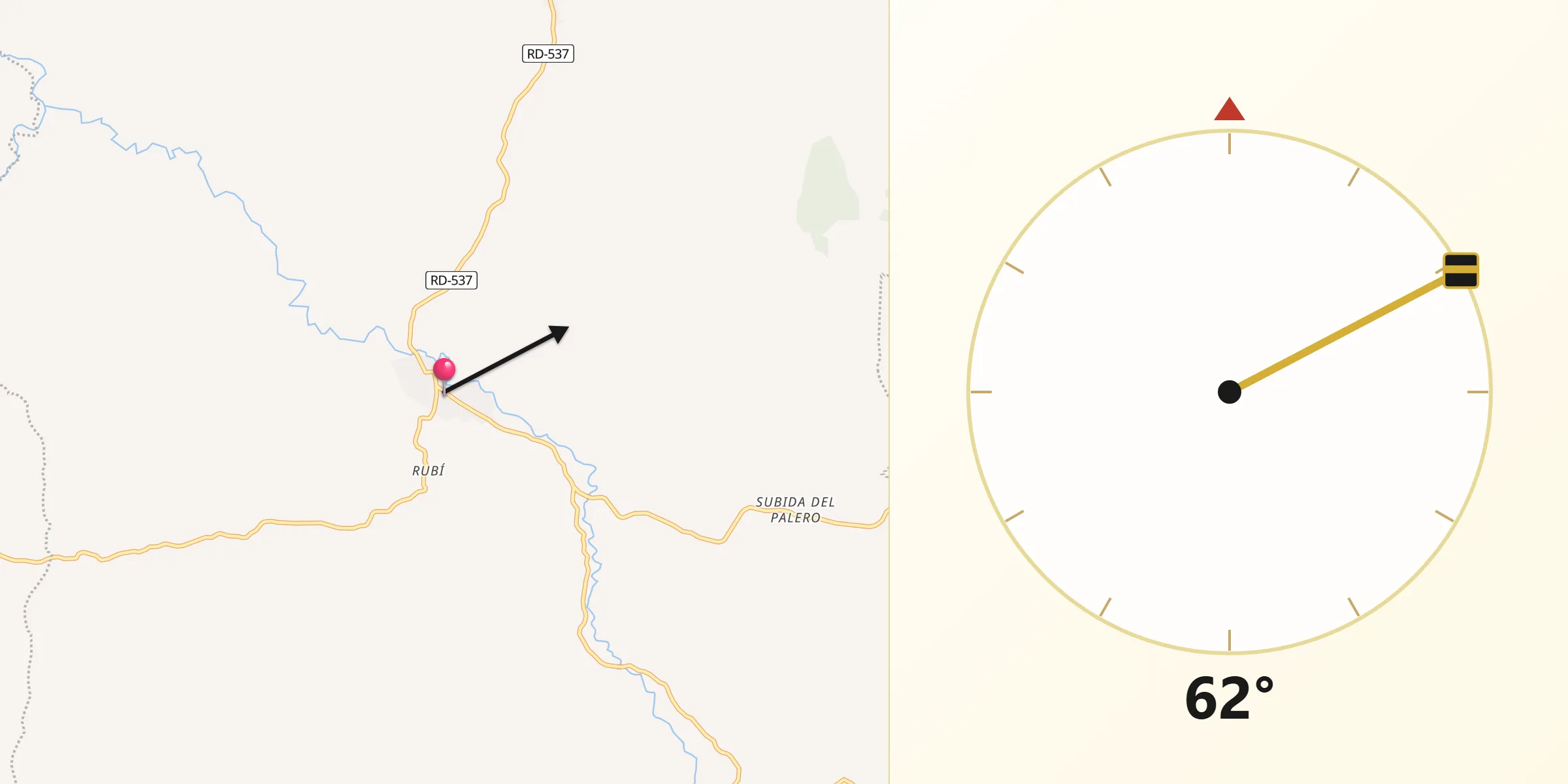 Dirección de la Qibla desde Cercado Abajo