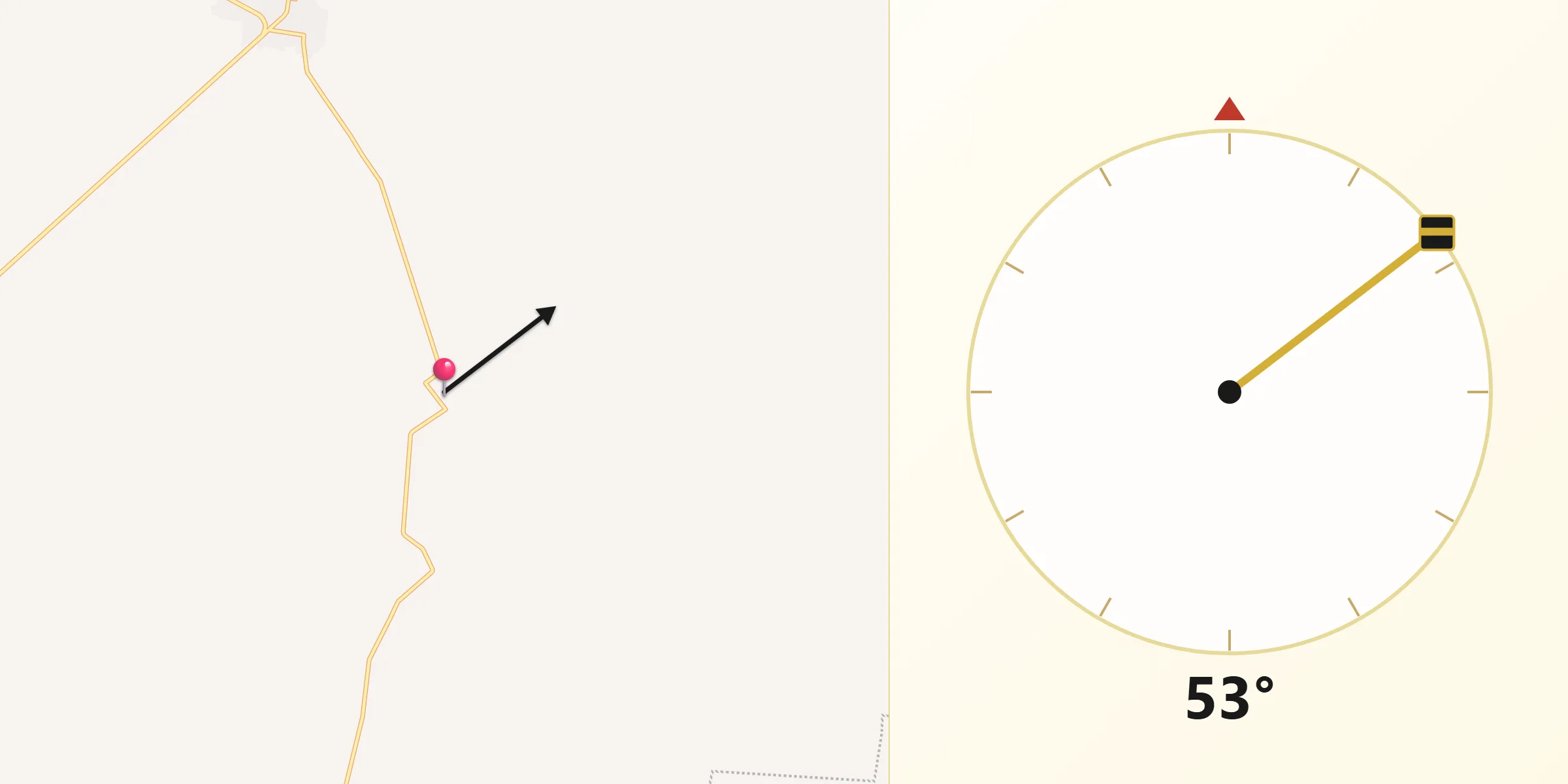 Dirección de la Qibla desde Abelardo L. Rodríguez