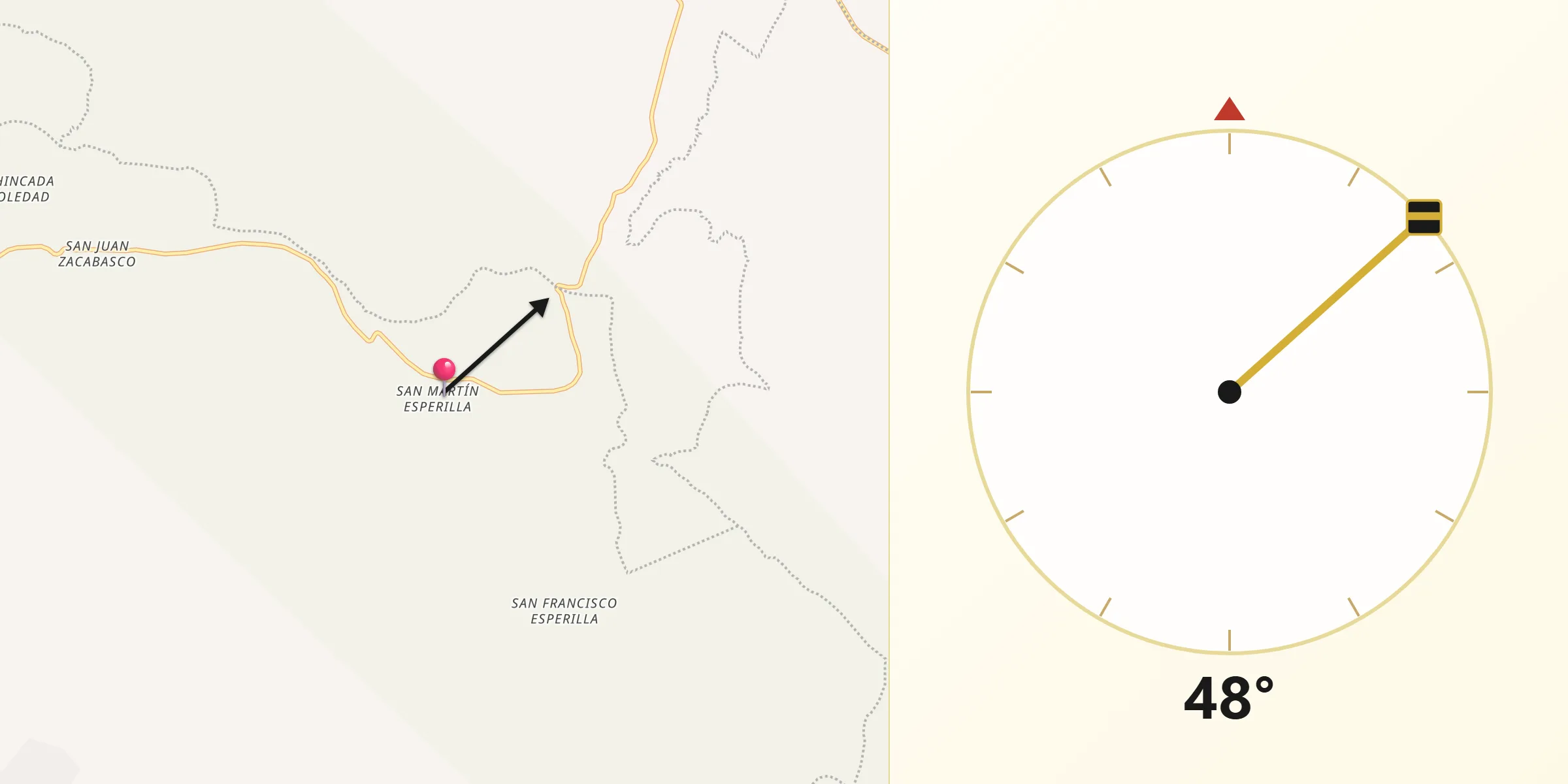Dirección de la Qibla desde San Martín Esperilla