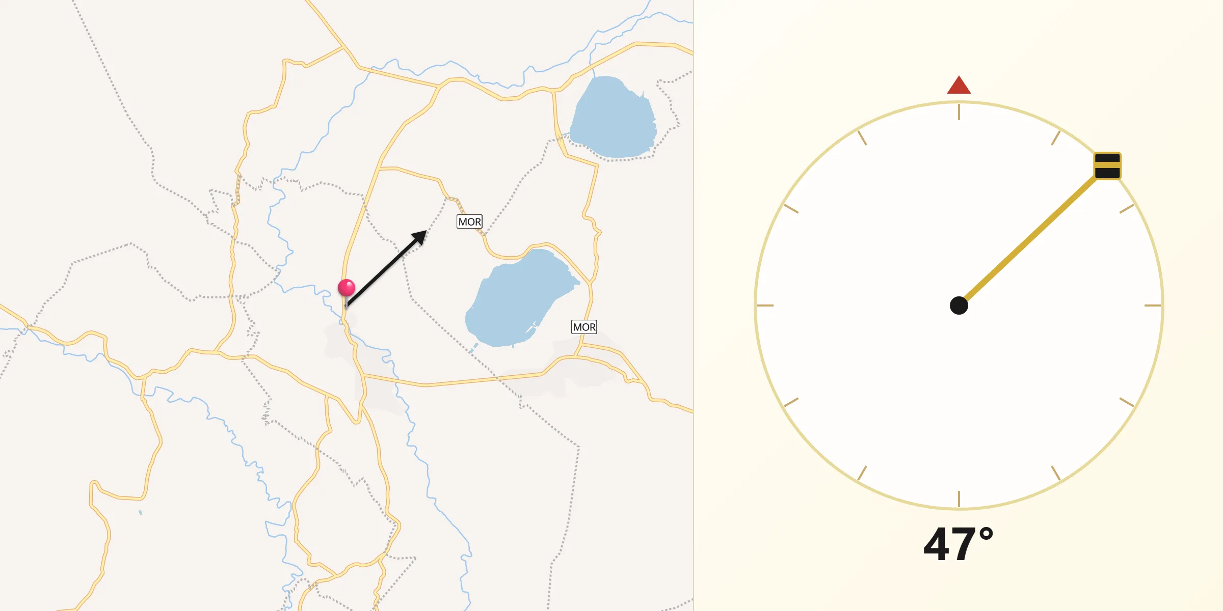 Dirección de la Qibla desde Colonia el Florido