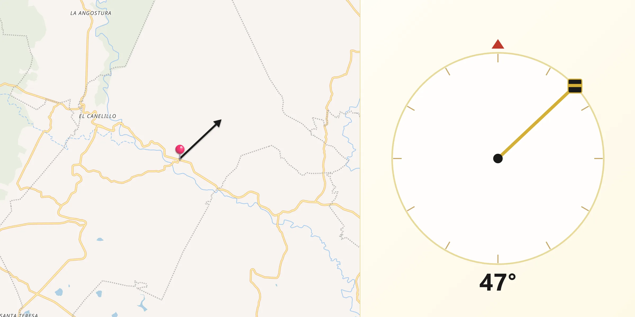 Dirección de la Qibla desde Coatlán del Río
