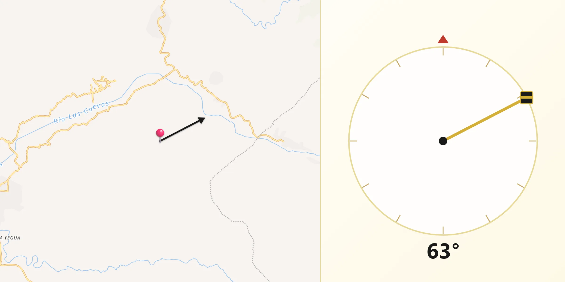 Dirección de la Qibla desde Padre Las Casas