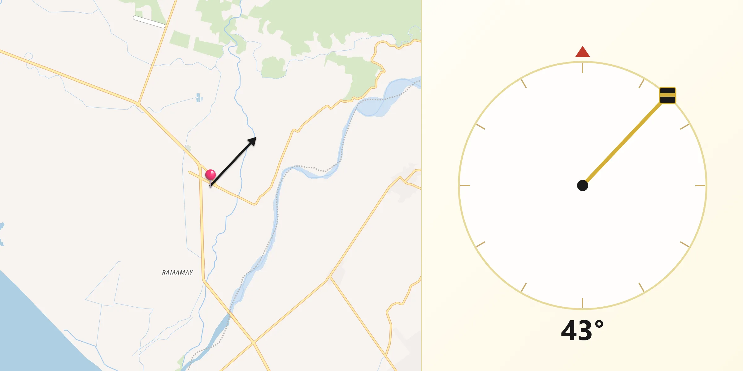 Dirección de la Qibla desde Cerro de Ortega