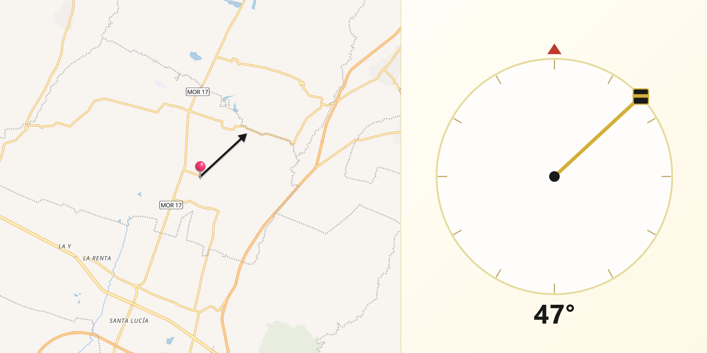 Dirección de la Qibla desde Huazulco