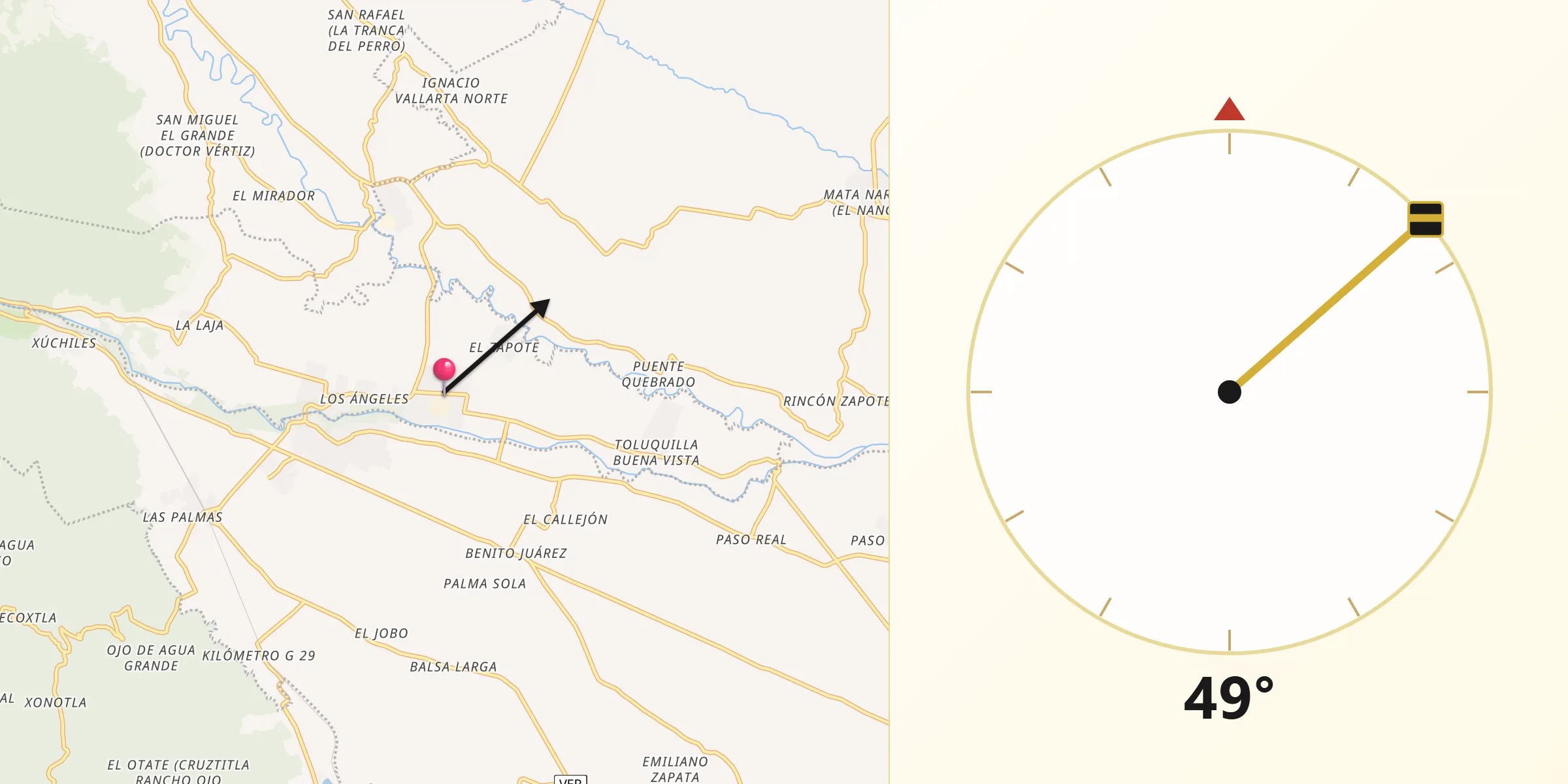 Dirección de la Qibla desde La Providencia
