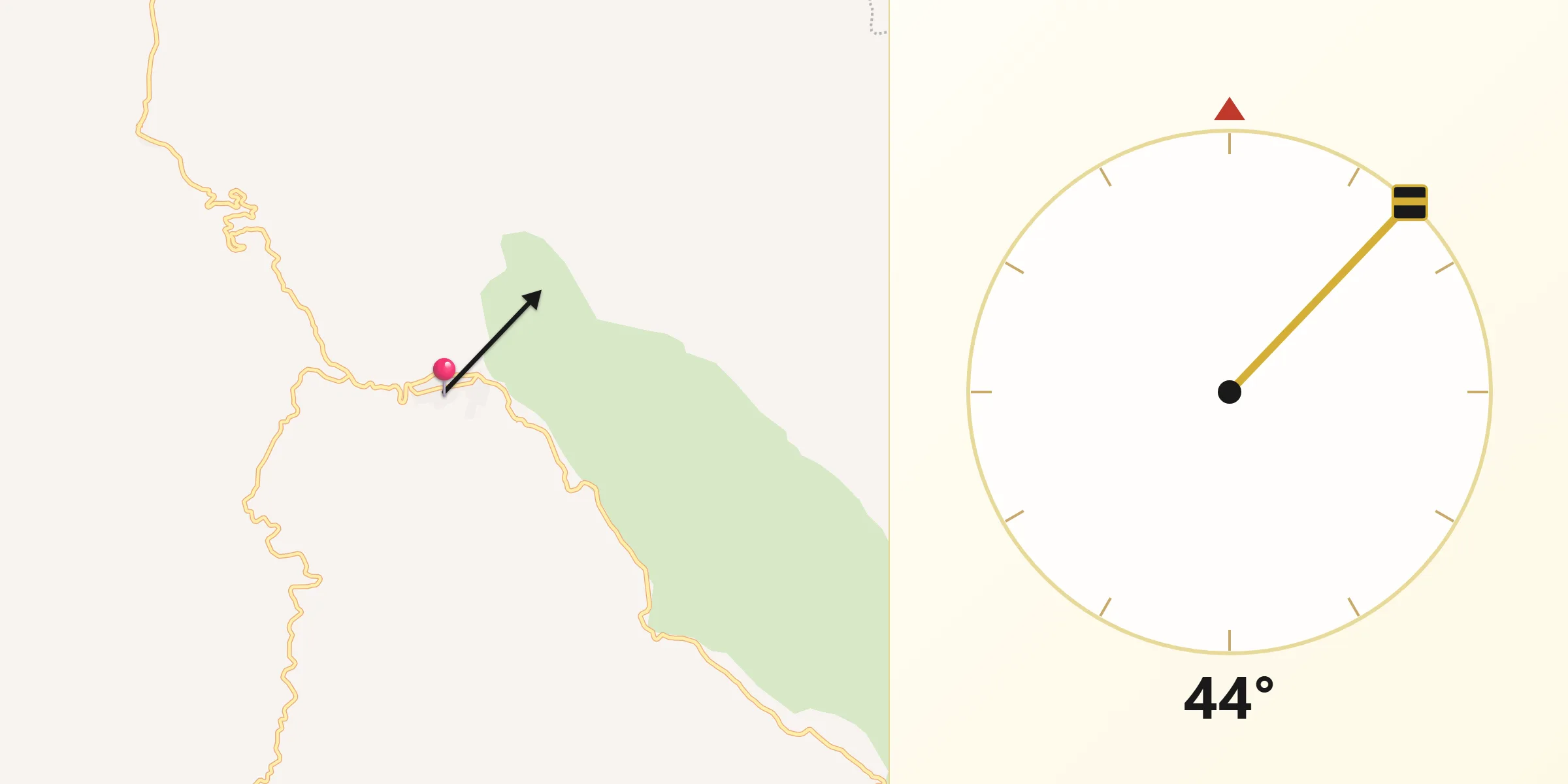 Dirección de la Qibla desde Villa Victoria