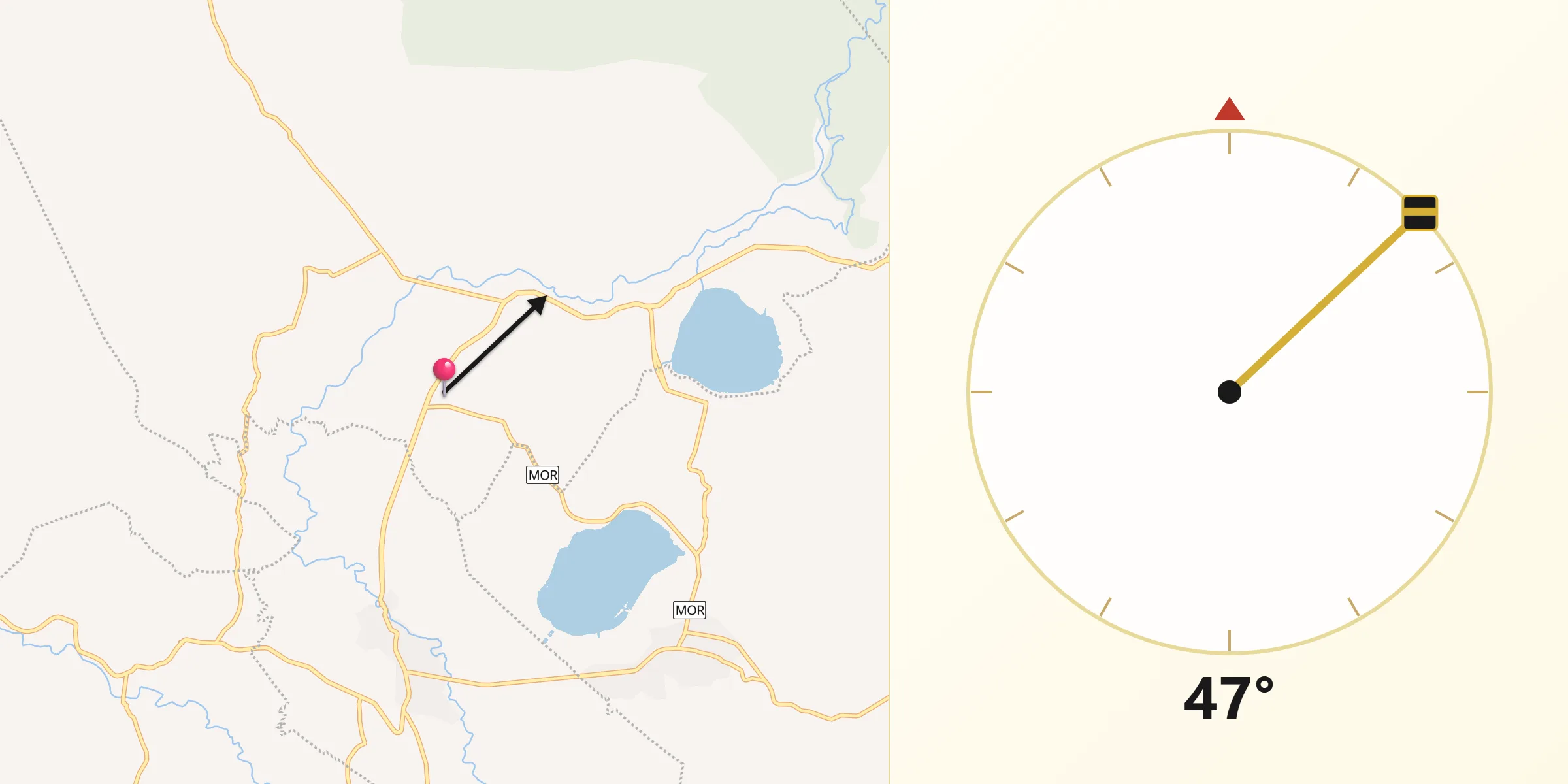 Dirección de la Qibla desde Miacatlán