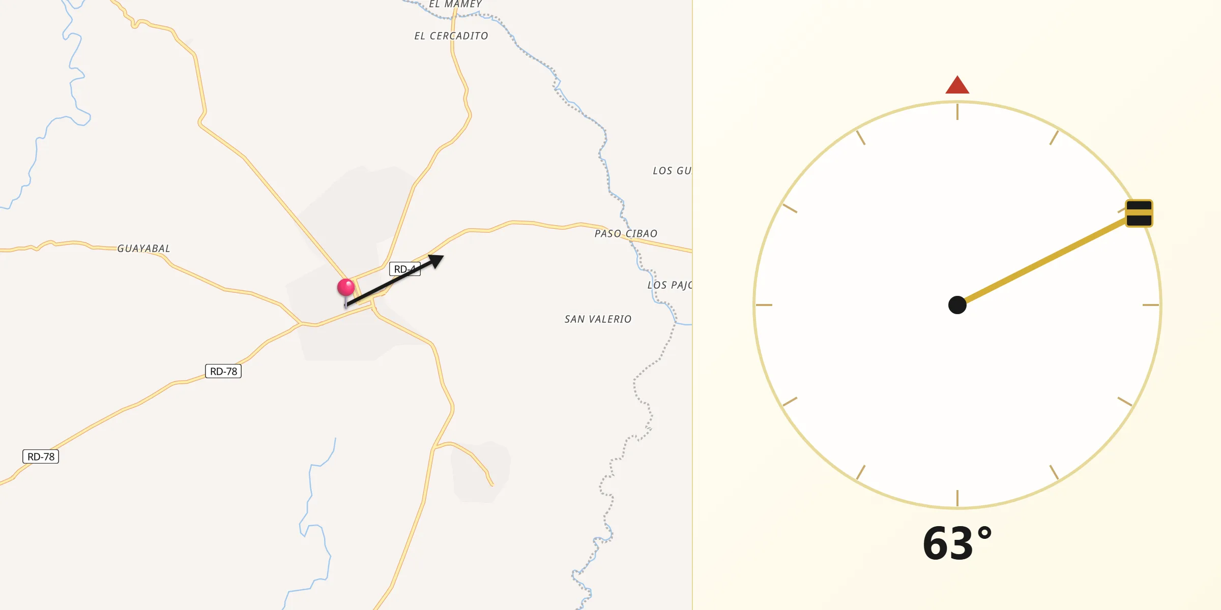Dirección de la Qibla desde Hato Mayor del Rey