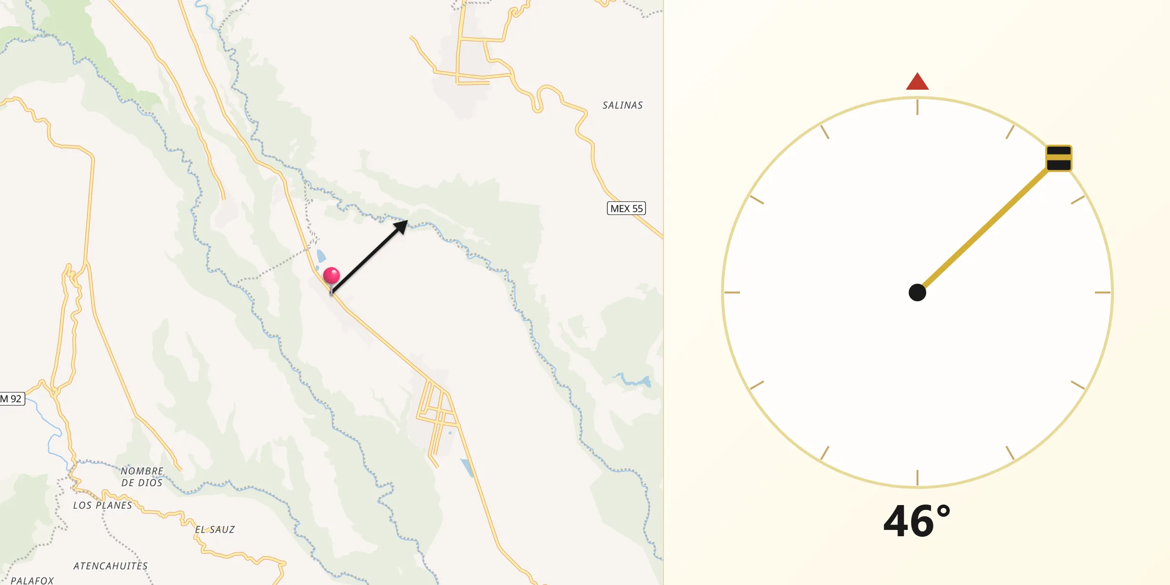 Dirección de la Qibla desde La Concepción (La Concha)