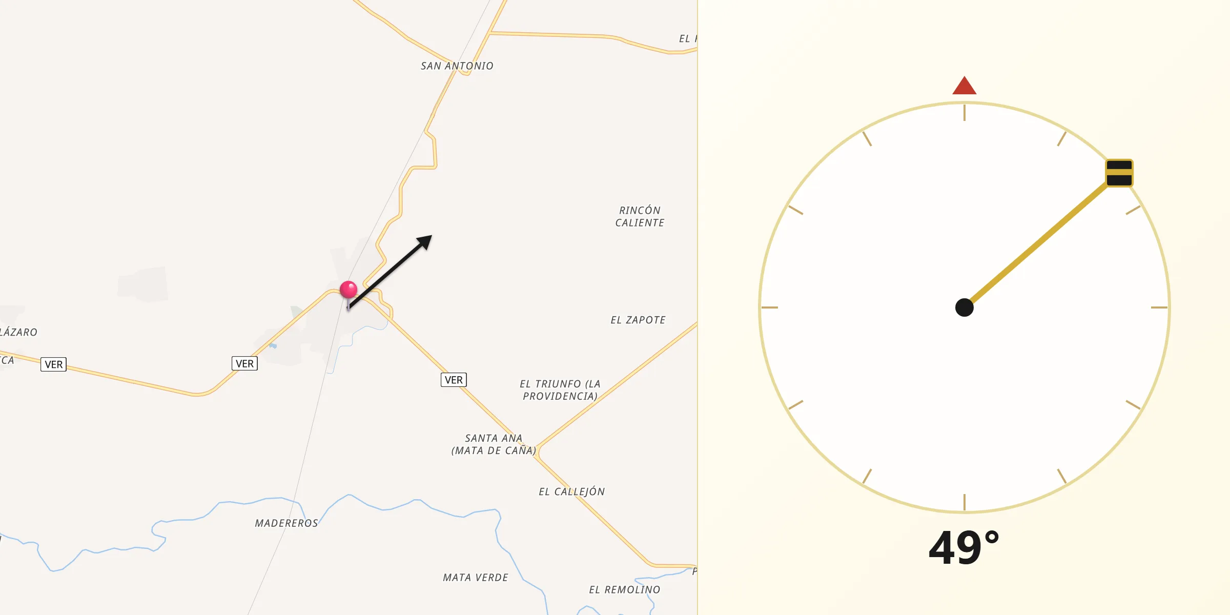 Dirección de la Qibla desde Piedras Negras