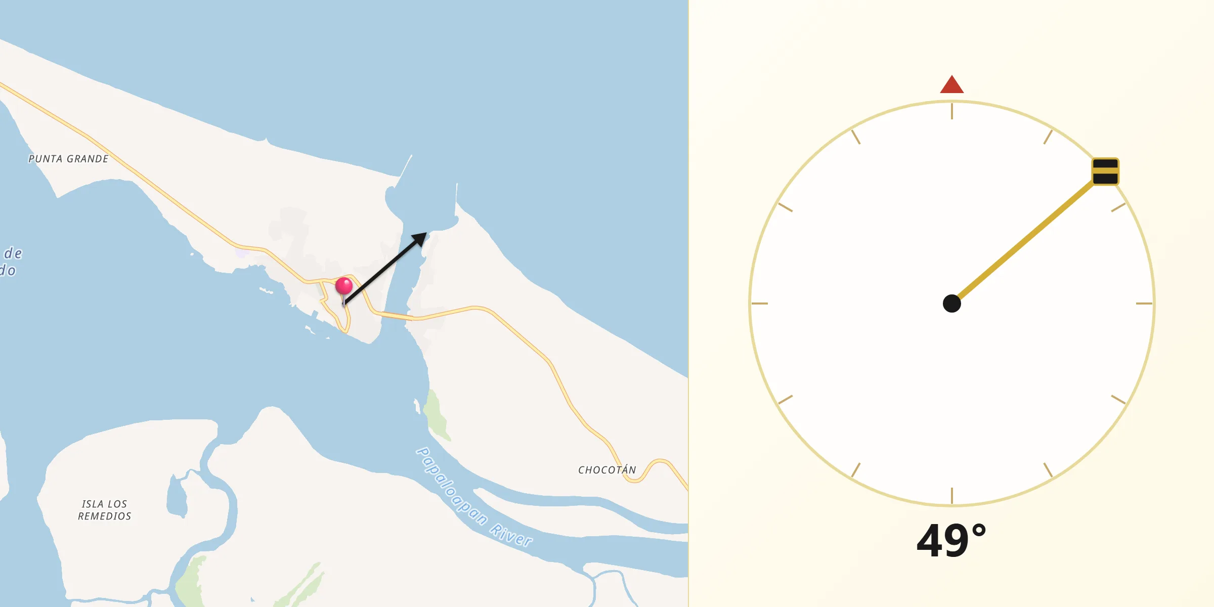 Dirección de la Qibla desde Loma el Rosario