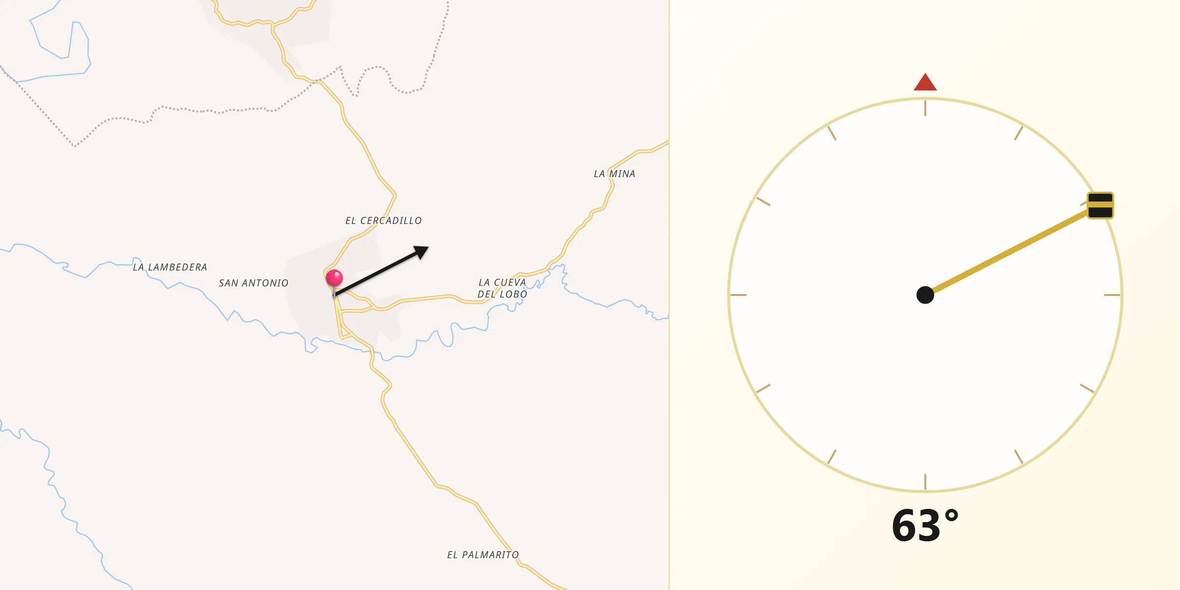 Dirección de la Qibla desde Yamasá