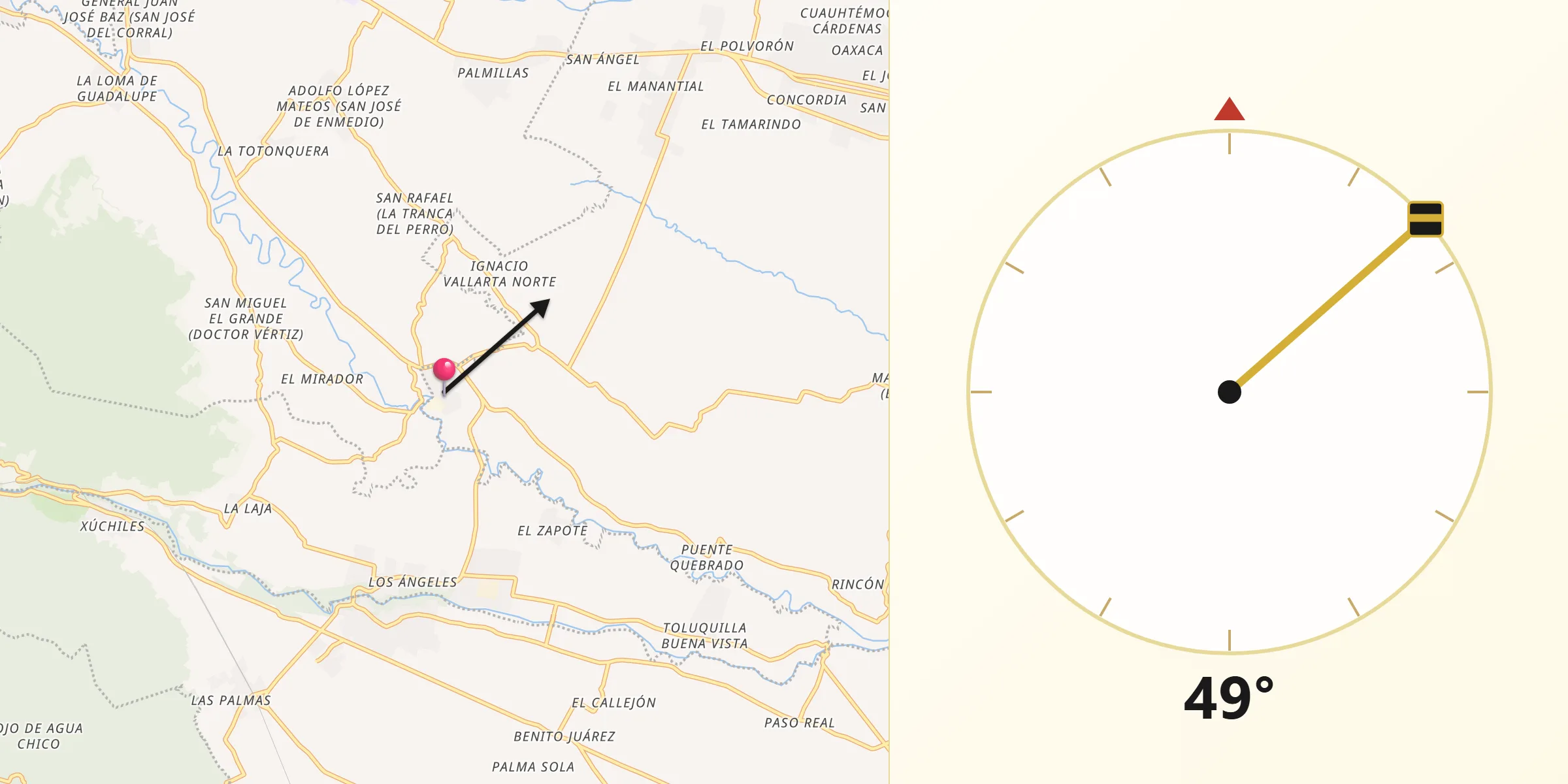 Dirección de la Qibla desde San José de Abajo