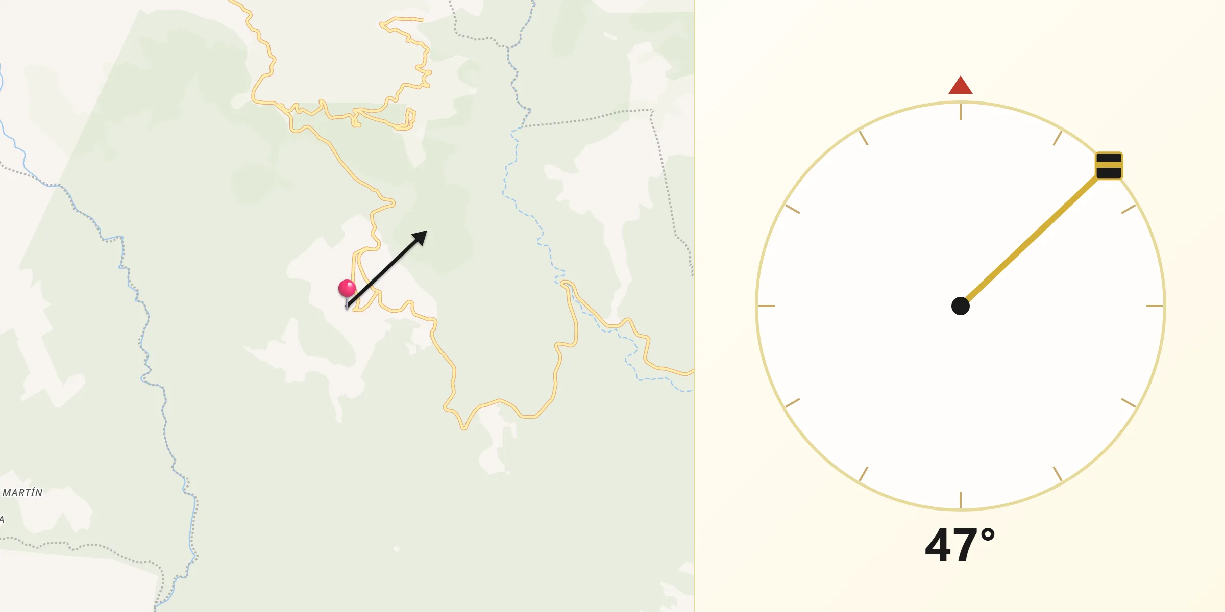 Dirección de la Qibla desde San Gaspar