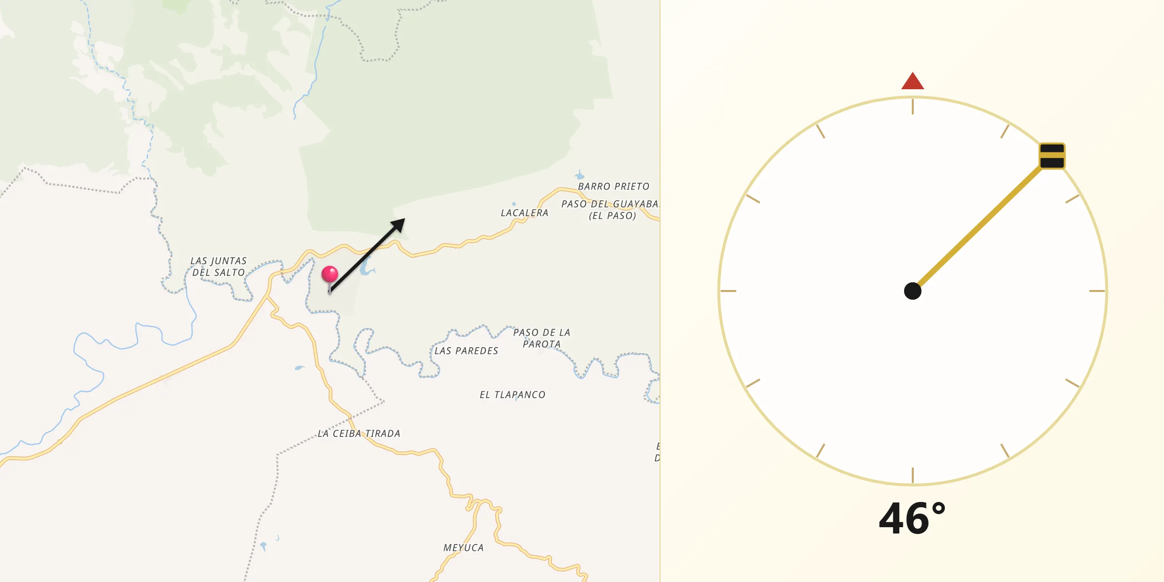 Dirección de la Qibla desde Bejucos