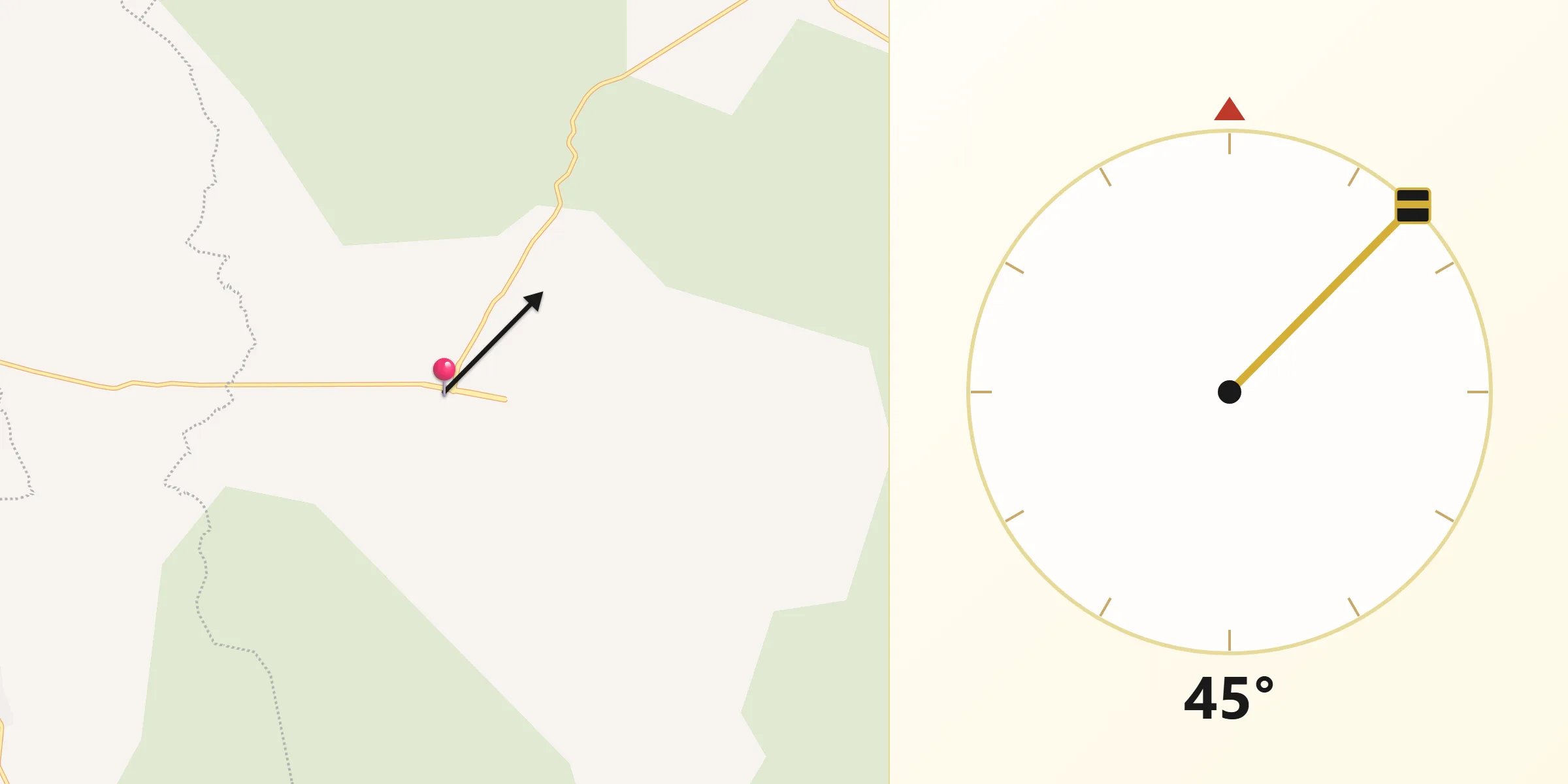 Dirección de la Qibla desde Cupuán del Río
