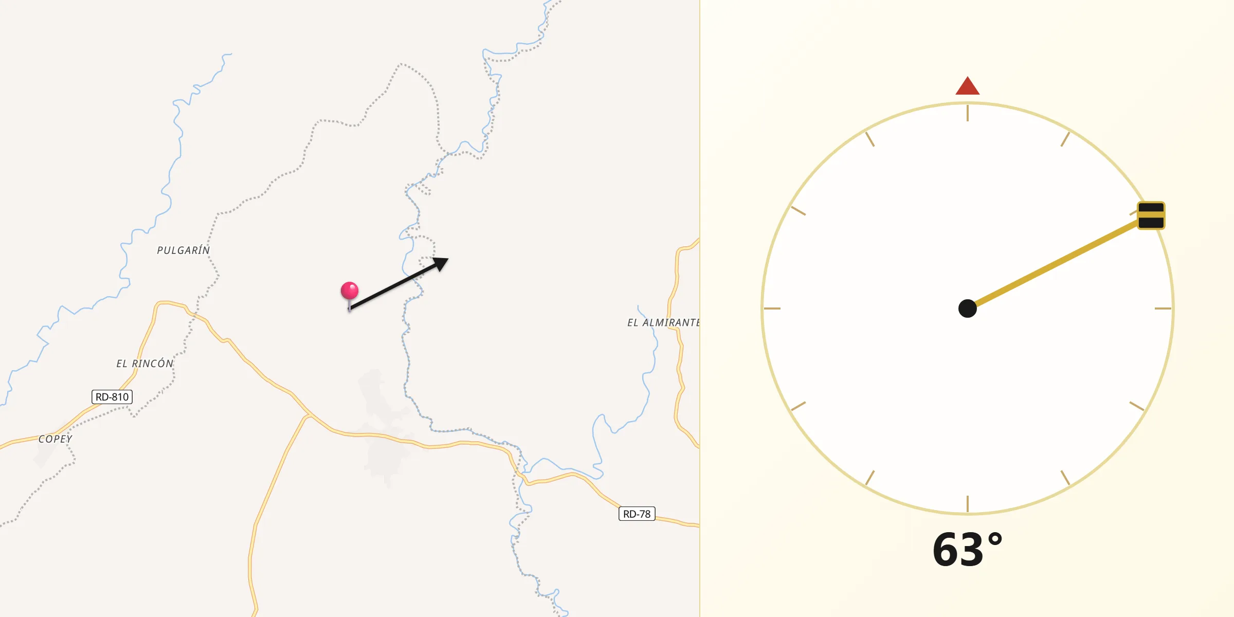 Dirección de la Qibla desde El Puerto