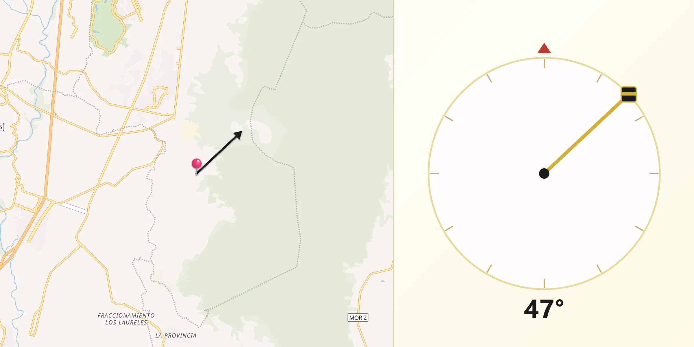 Dirección de la Qibla desde Tepetzingo