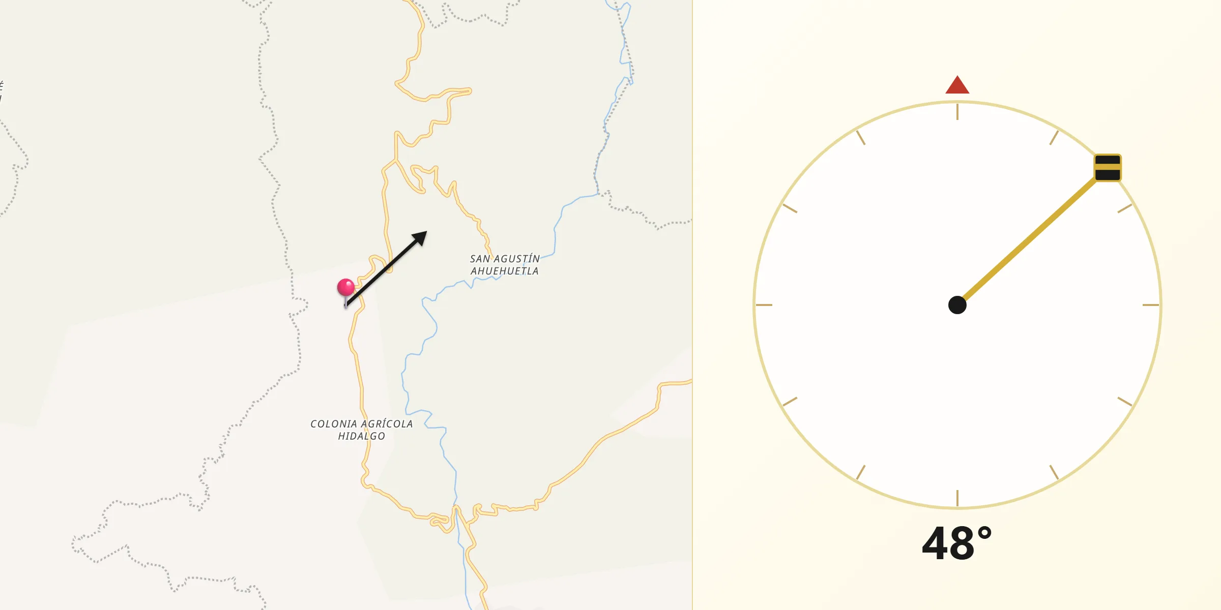 Dirección de la Qibla desde San Miguel Atlapulco